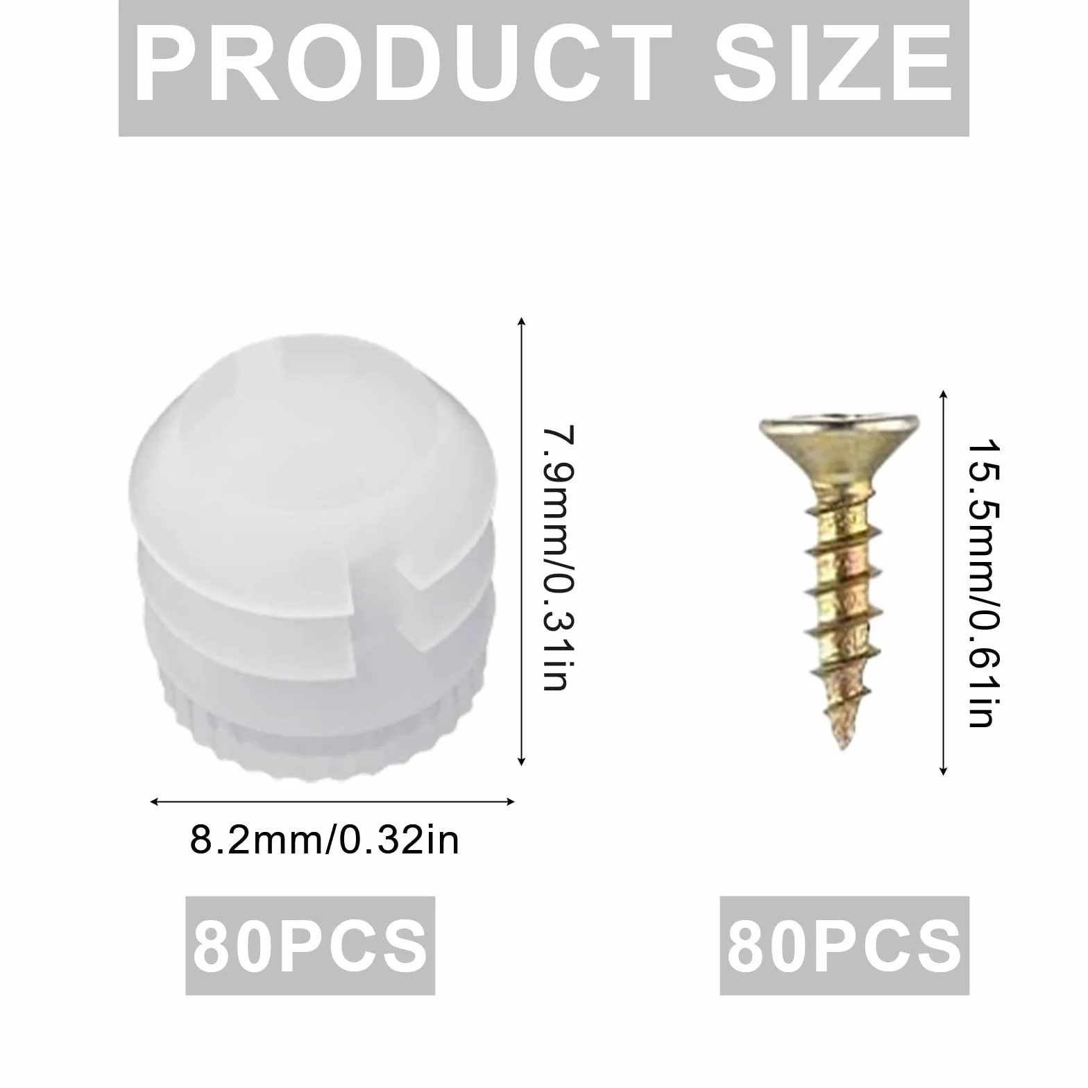 Kołki rozporowe z tworzywa sztucznego 80 sztuk M4 x 16 mm niklowane do naprawy mebli szafkowych