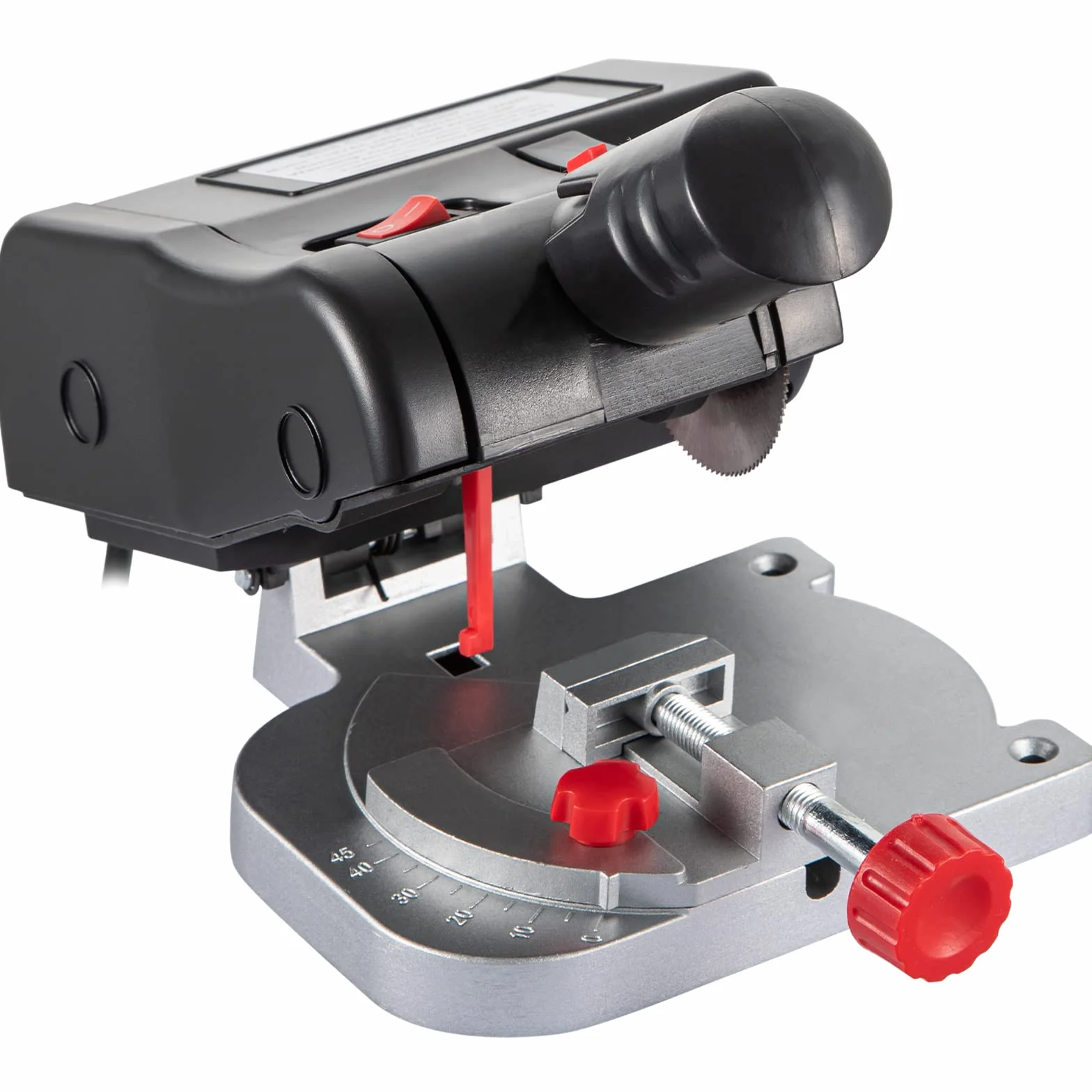 VEVOR Mini piła ukośna 90 W, 7800 RPM, regulacja 0-45°, brzeszczoty 5 cm i 5,87 cm, 12/10/4 mm, przenośna, do drewna, cynku, aluminium