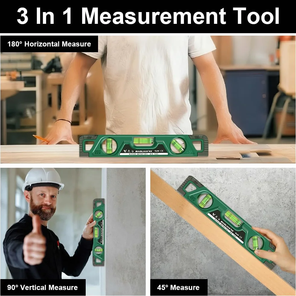 Flintronic Poziomica magnetyczna 230 mm z 3 bąbelkami 45° 90° 180° odporne na wstrząsy