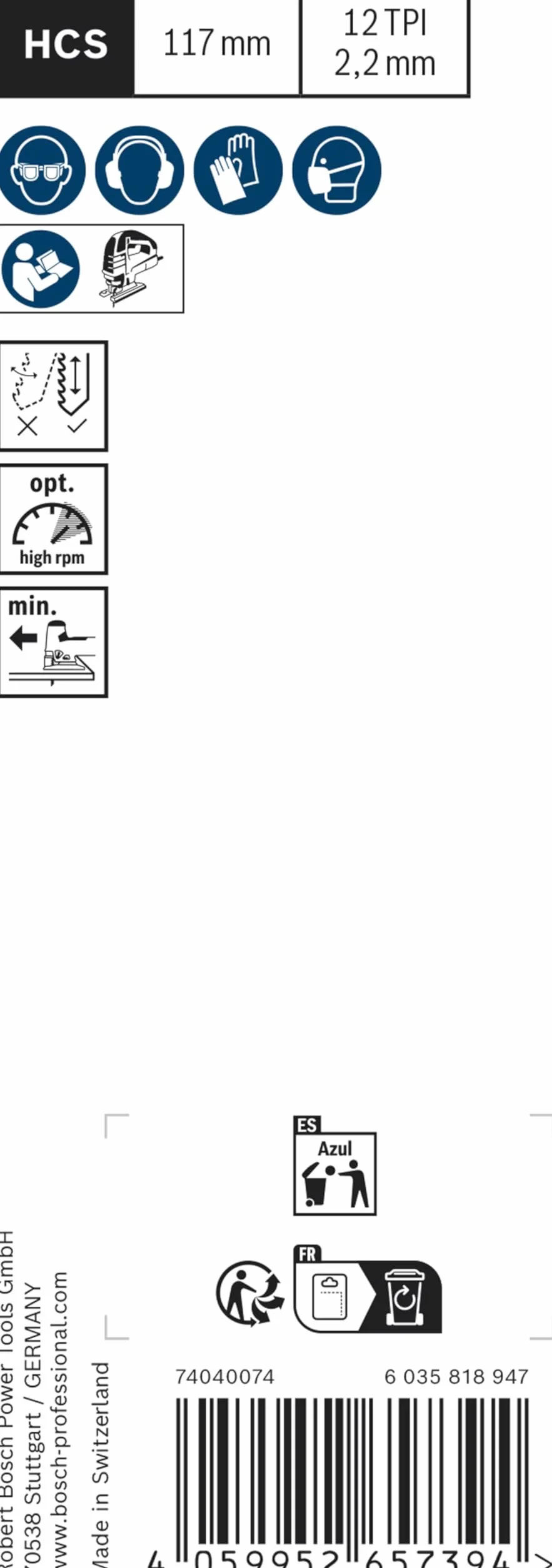 Bosch Accessories Expert T 308 Bo Brzeszczot do Wyrzynarki, Srebrny, 2 x 117 mm