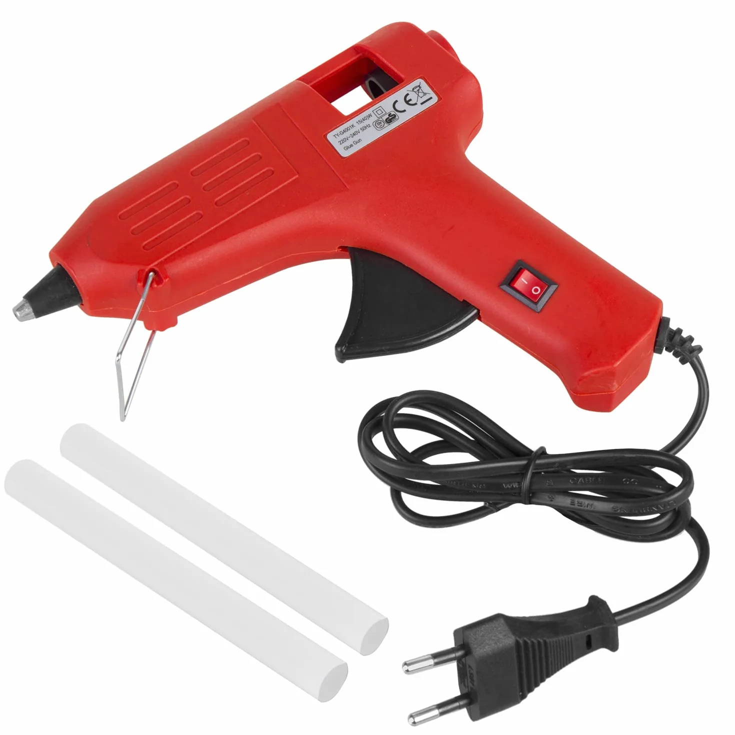 Maclean MCE432 Pistolet do Klejenia na Gorąco z 2 Wkładami, Lekki, Metalowa Podpórka