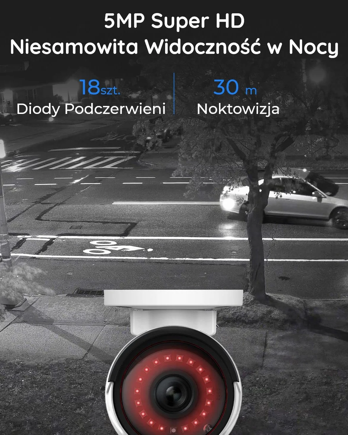 Zestaw Reolink 5MP PoE, 8-kanałowy NVR 2TB z 4 kamerami 5MP, nocne widzenie 30m, wykrywanie osób/pojazdów, nagrywanie 24/7, RLK8-410B4-5MP-A