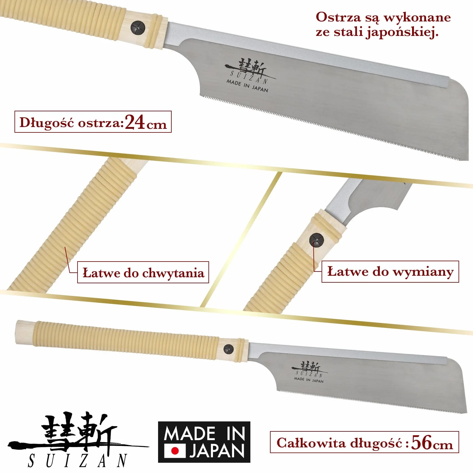 SUIZAN Dozuki Japońska piła ręczna 240mm do drewna