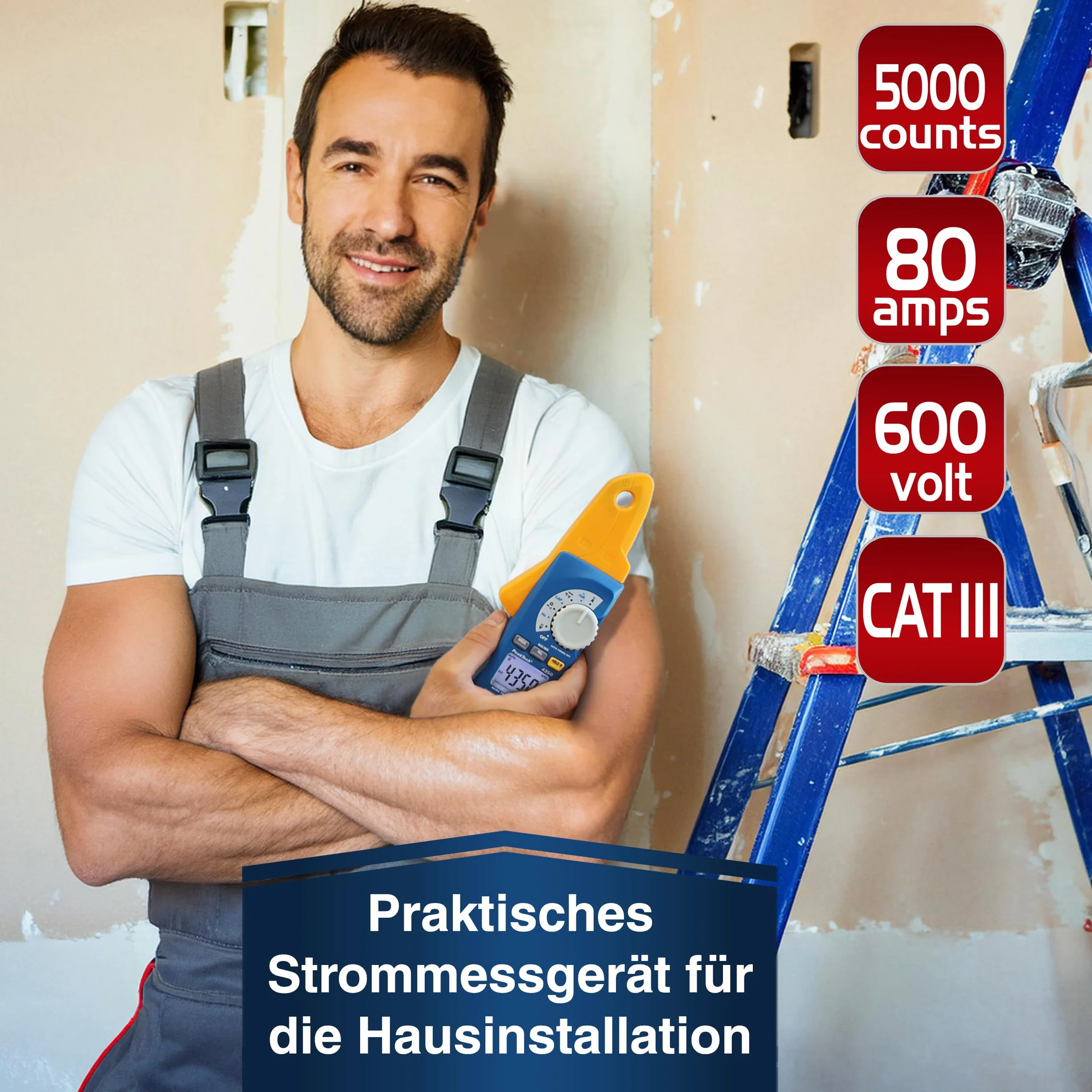 PeakTech 4350 – True RMS szczypiec prądowy 80 A AC/DC, cyfrowy multimetr, szczypce, miernik prądu, szczypce do pomiaru prądu, 4000 odczytów, bezdotykowy miernik napięcia