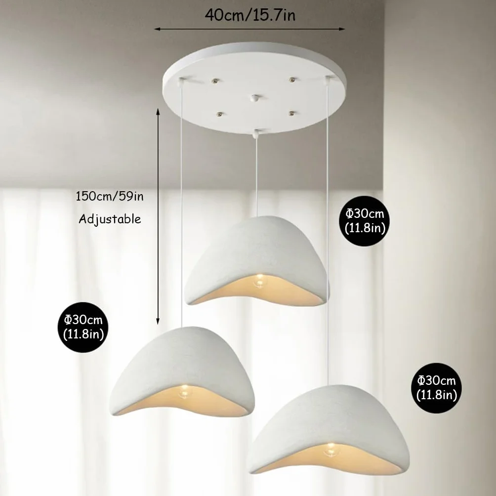 Lampa Wisząca Wabi-sabi E27 Biały Żyrandol Polietylen Nowoczesna 3 Światła Regulowana