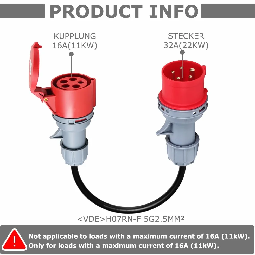 Adapter CEE 32 A do 16 A 5 x 2,5 mm² 16 A 415 V 5-biegunowy IP44 wodoodporny