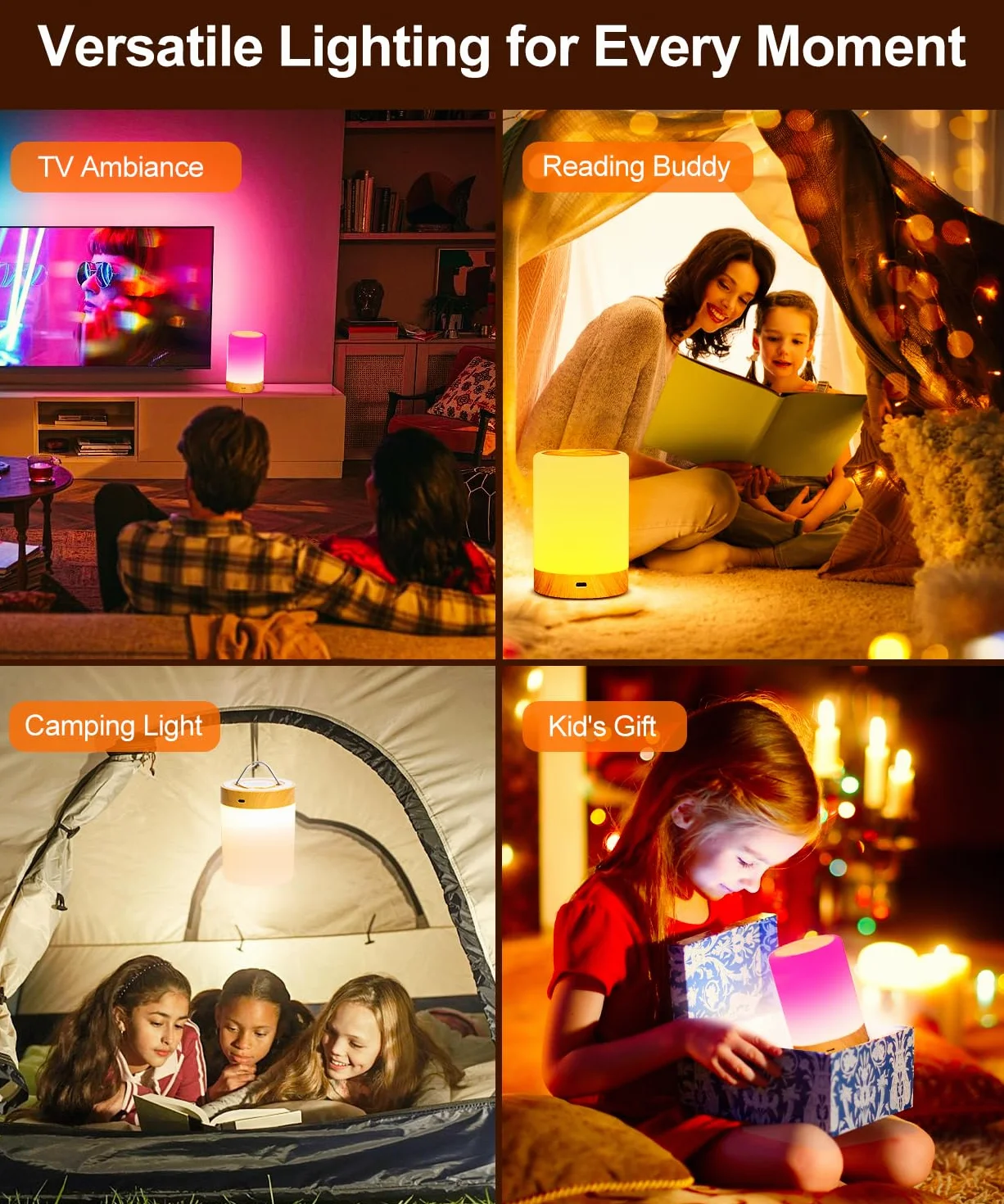 Ściemniana dotykowo lampka nocna, 256 kolorów RGB, ładowana przez USB, wyłącznik czasowy, lampka nocna dla niemowląt i dzieci, idealny prezent do sypialni