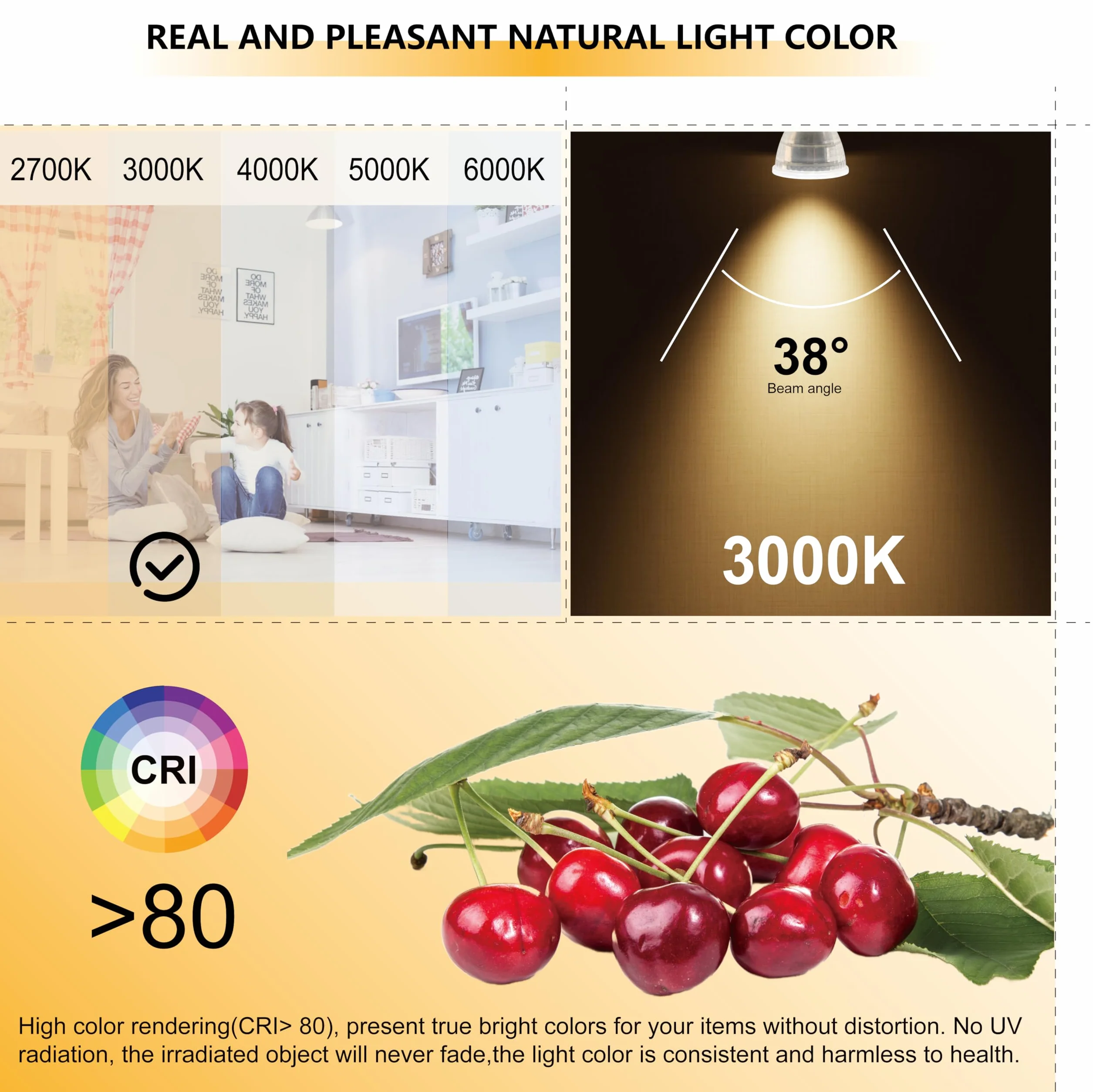 EACLL Żarówka LED GU10 4,5 W 3000 K 330 lm MR11 nieściemnialna AC 230V 38° zestaw 4 sztuk
