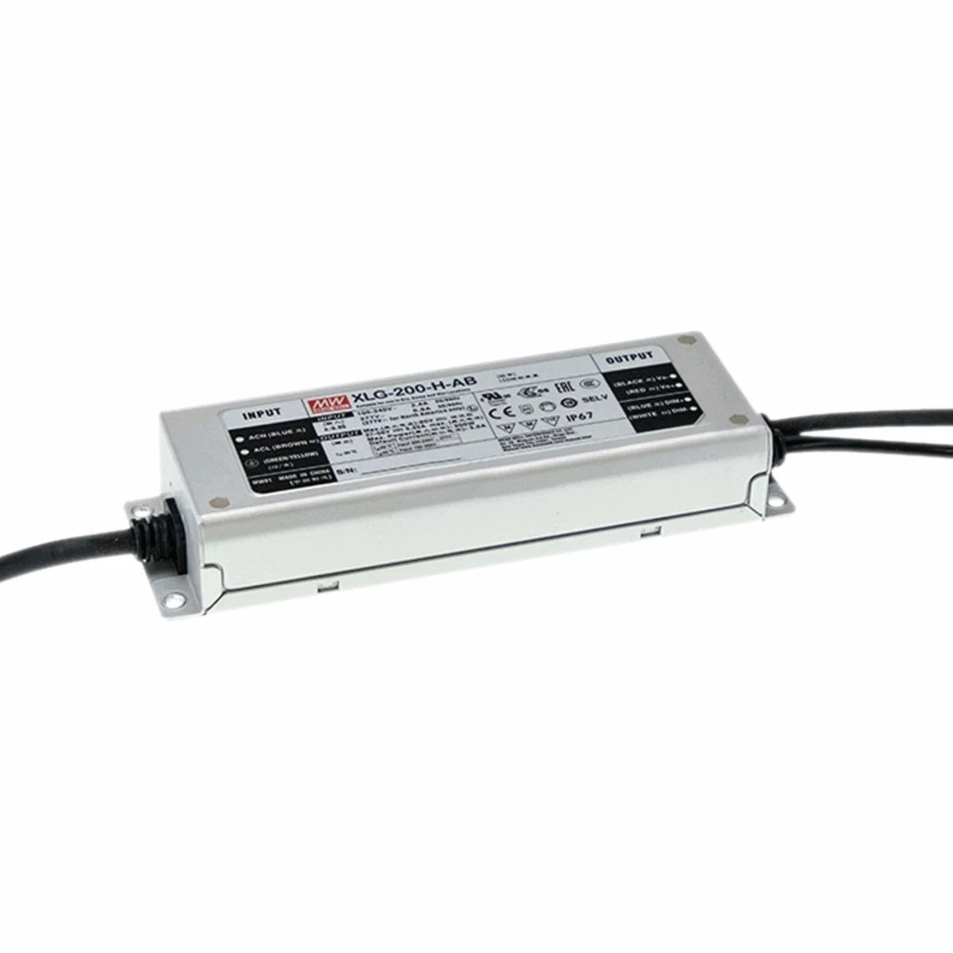 MEAN WELL XLG-200-12-A, AC-DC zasilacz instalacyjny LED, obudowa metalowa, IP67 192 W 12 V 16 A CV + CC