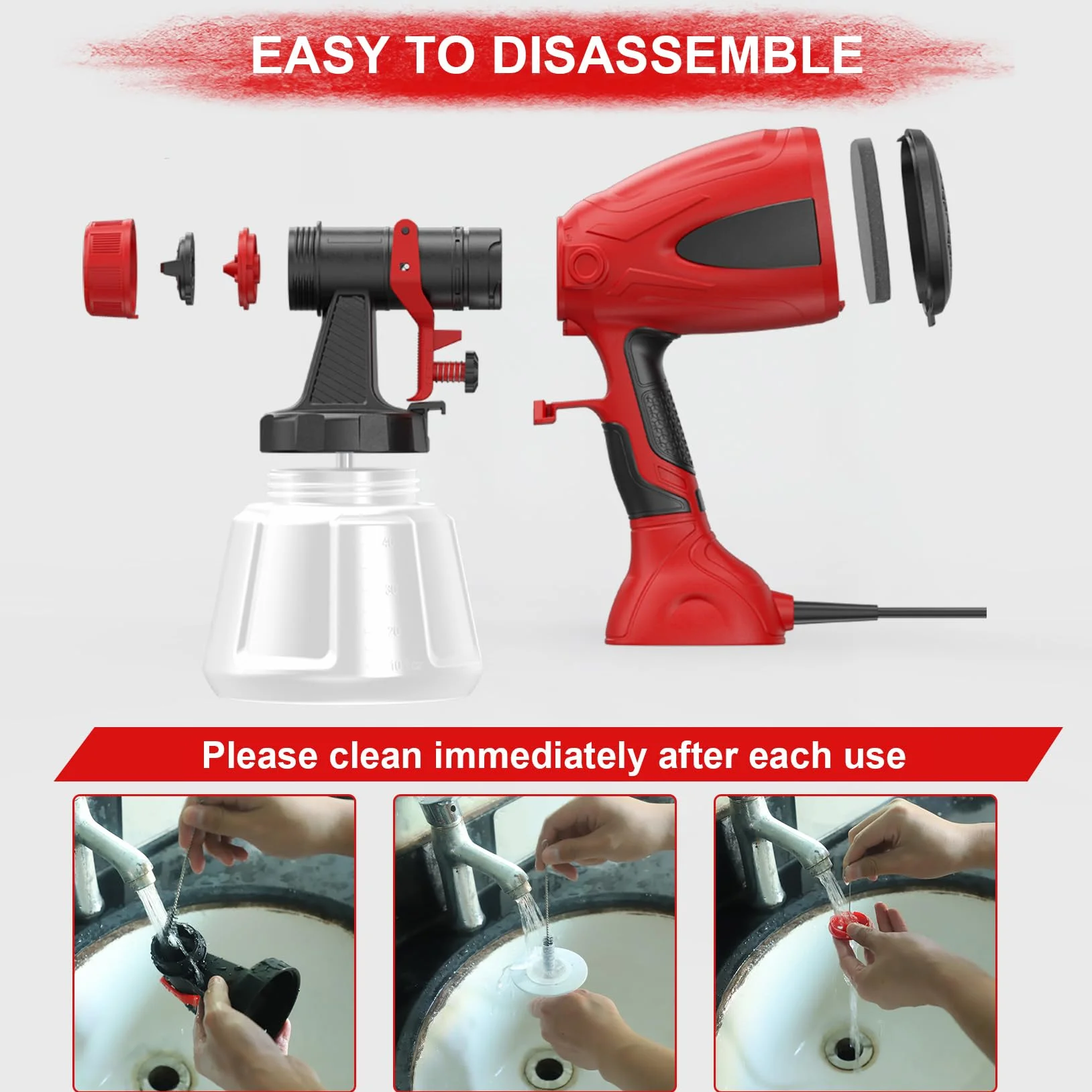 Pistolet do malowania 650 W 1200 ml 4 dysze 3 tryby