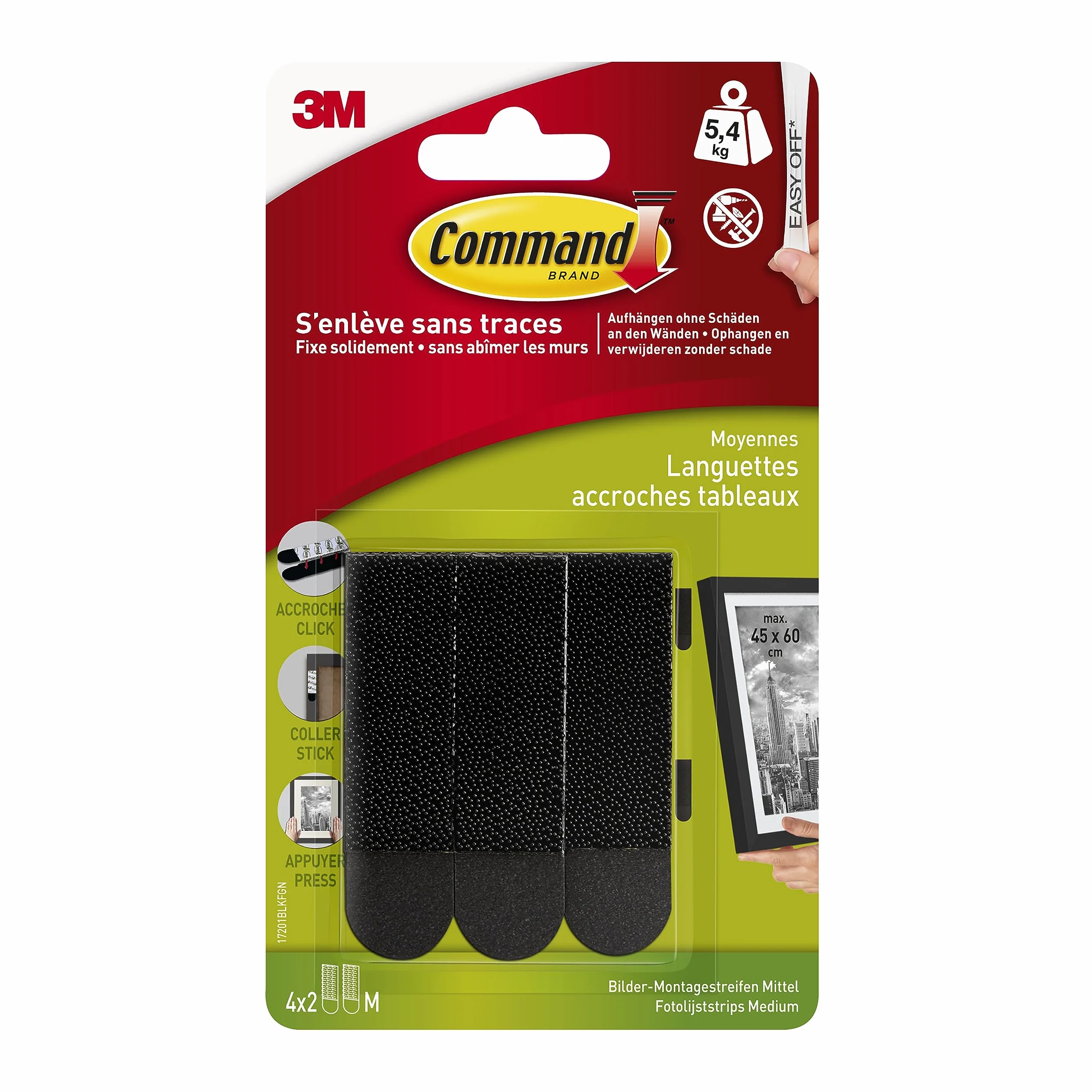 Command Paski do montażu obrazów 17201BLK czarne 4 zestawy