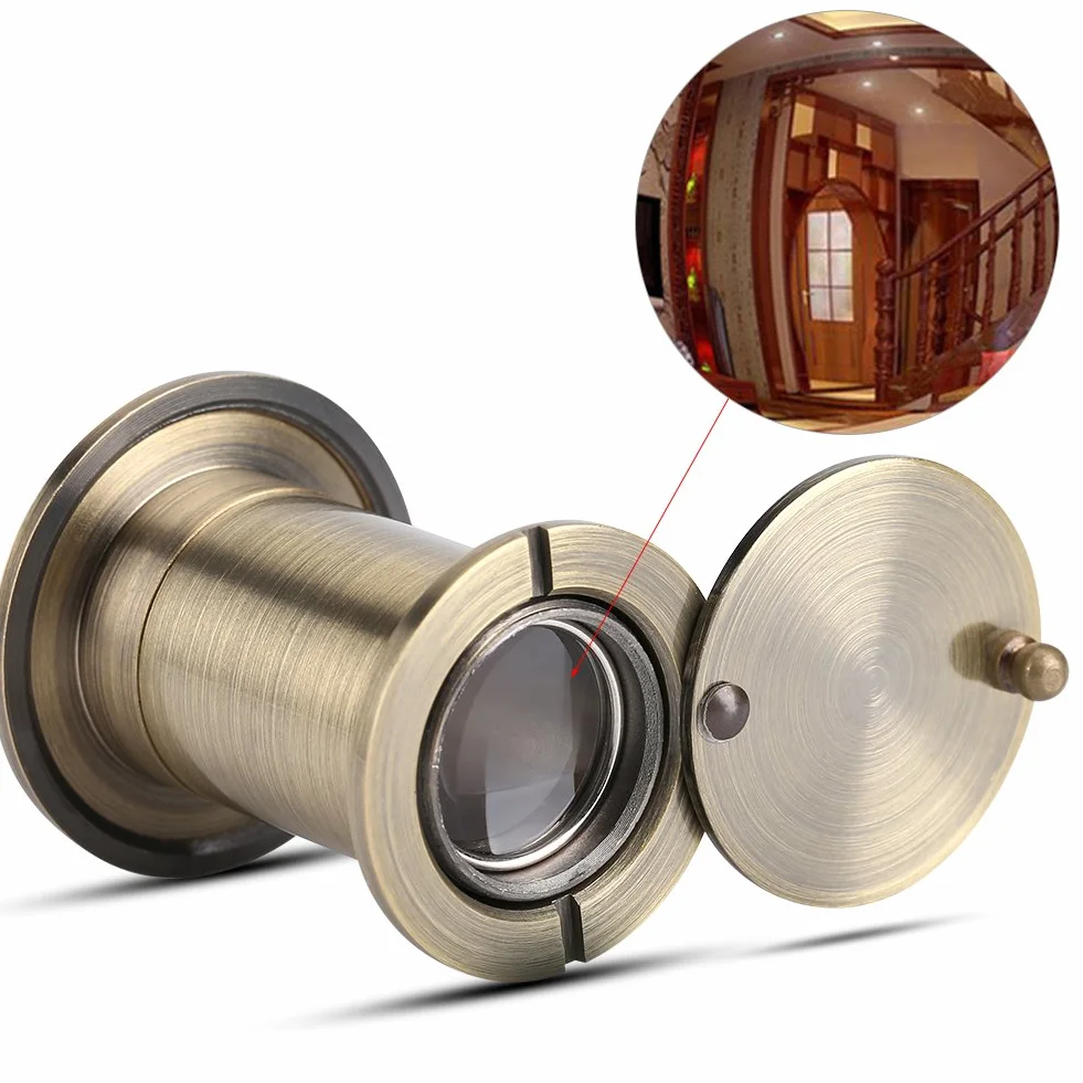 GOTOTOP 22mm 220° HD Wizjer do drzwi Szerokokątny wizjer z mocną osłoną ochronną Miedziane szkło optyczne Akcesoria do drzwi antywłamaniowych (brąz)