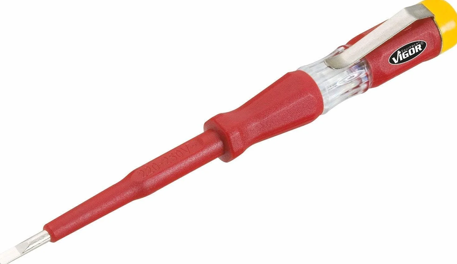ViGOR Tester napięcia V1138 150-250 V VDE profil szczelinowy 0,5 x 3 mm z klipsem mocującym