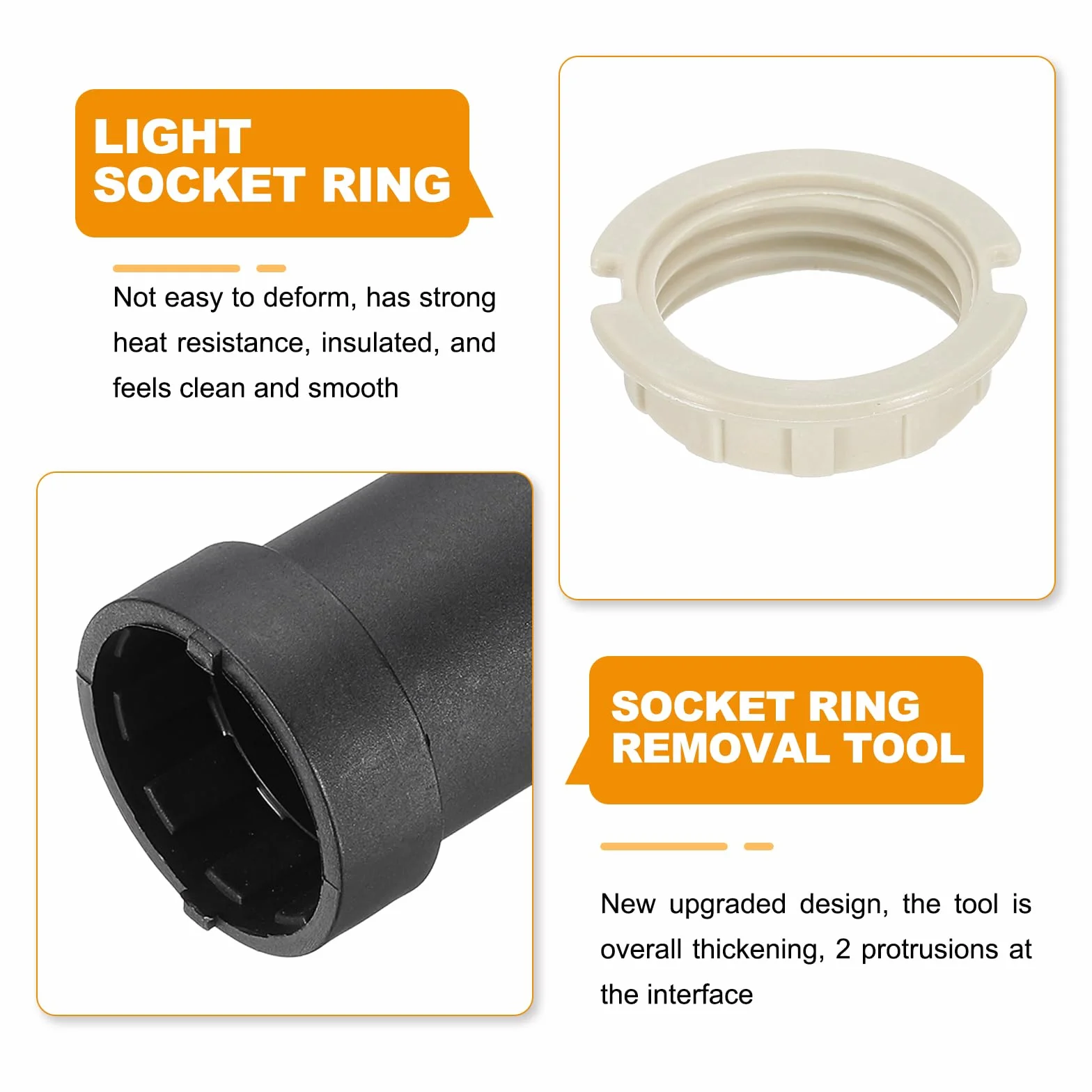 PATIKIL Zestaw pierścieni do oprawy lampy G9, adapter do uchwytu klosza lampy, 5 pierścieni z tworzywa sztucznego, zamiennik z narzędziem do usuwania kołnierza lampy, narzędzie do mocowania kołnierza