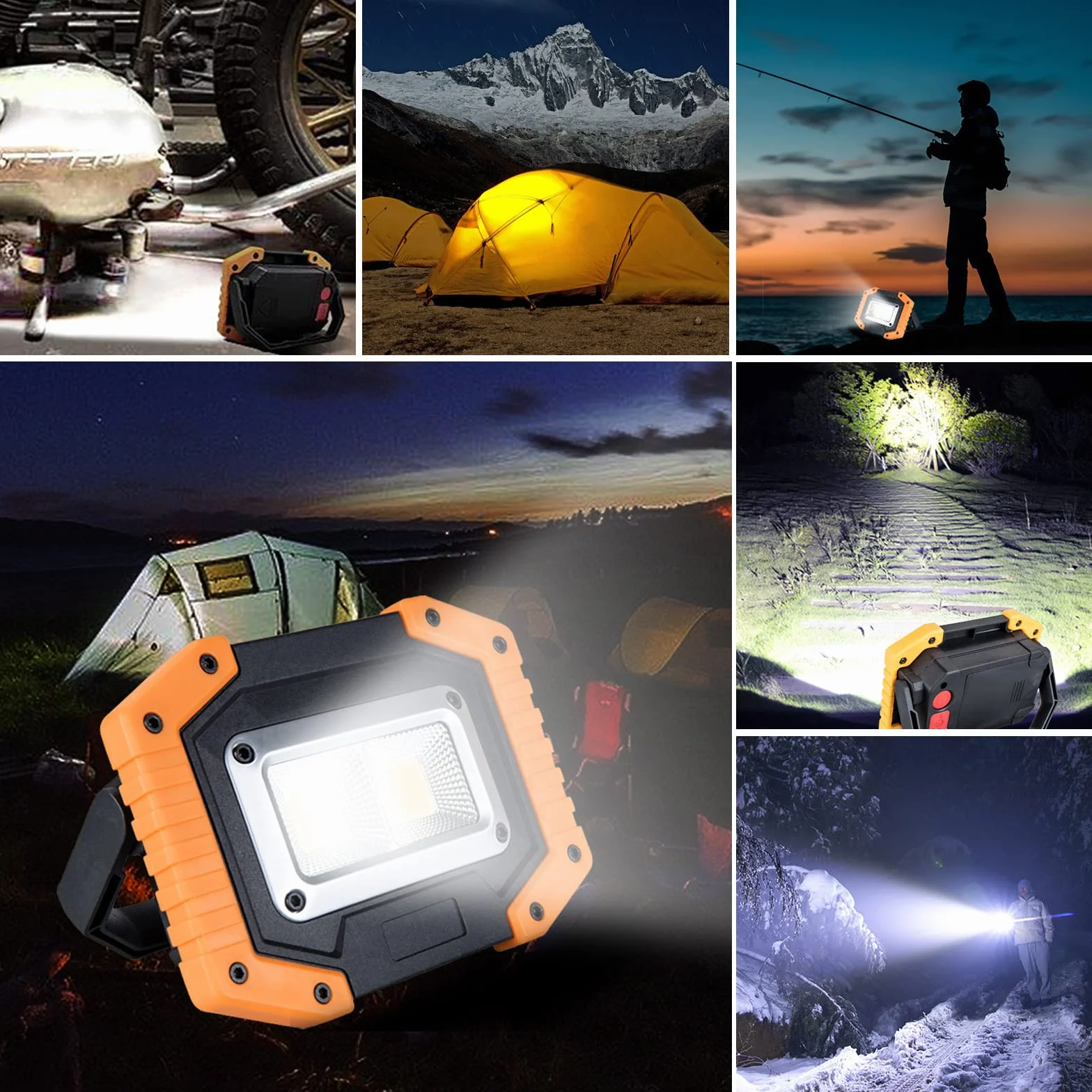 Ładowalny Projektor LED 30W 2000LM Przenośna Lampa Robocza z Portem USB i 3 Trybami