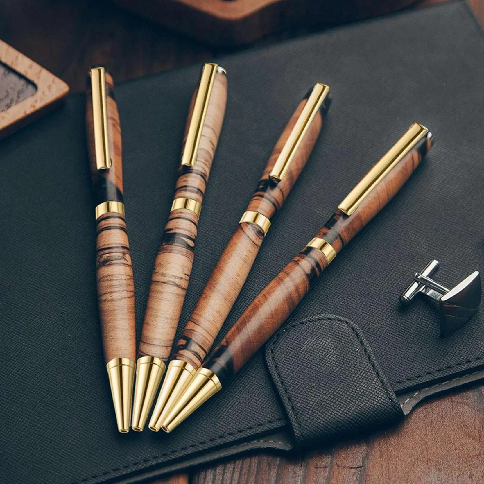 ISTOVO 20 Zestawów Długopisów do Toczenia Drewna 7 mm Slimline Pen Twist Kit Złoto