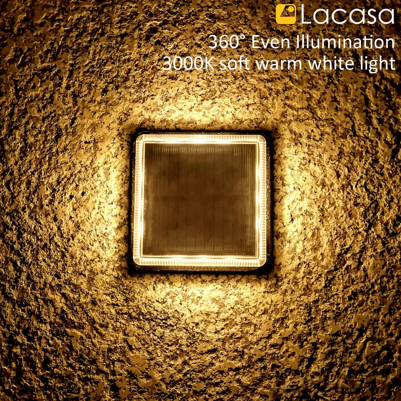 Lacasa 4 szt. Solar Lights, IP68, automatyczne włączanie/wyłączanie, oświetlenie do ścieżek ogrodowych, tarasów, schodów, patio