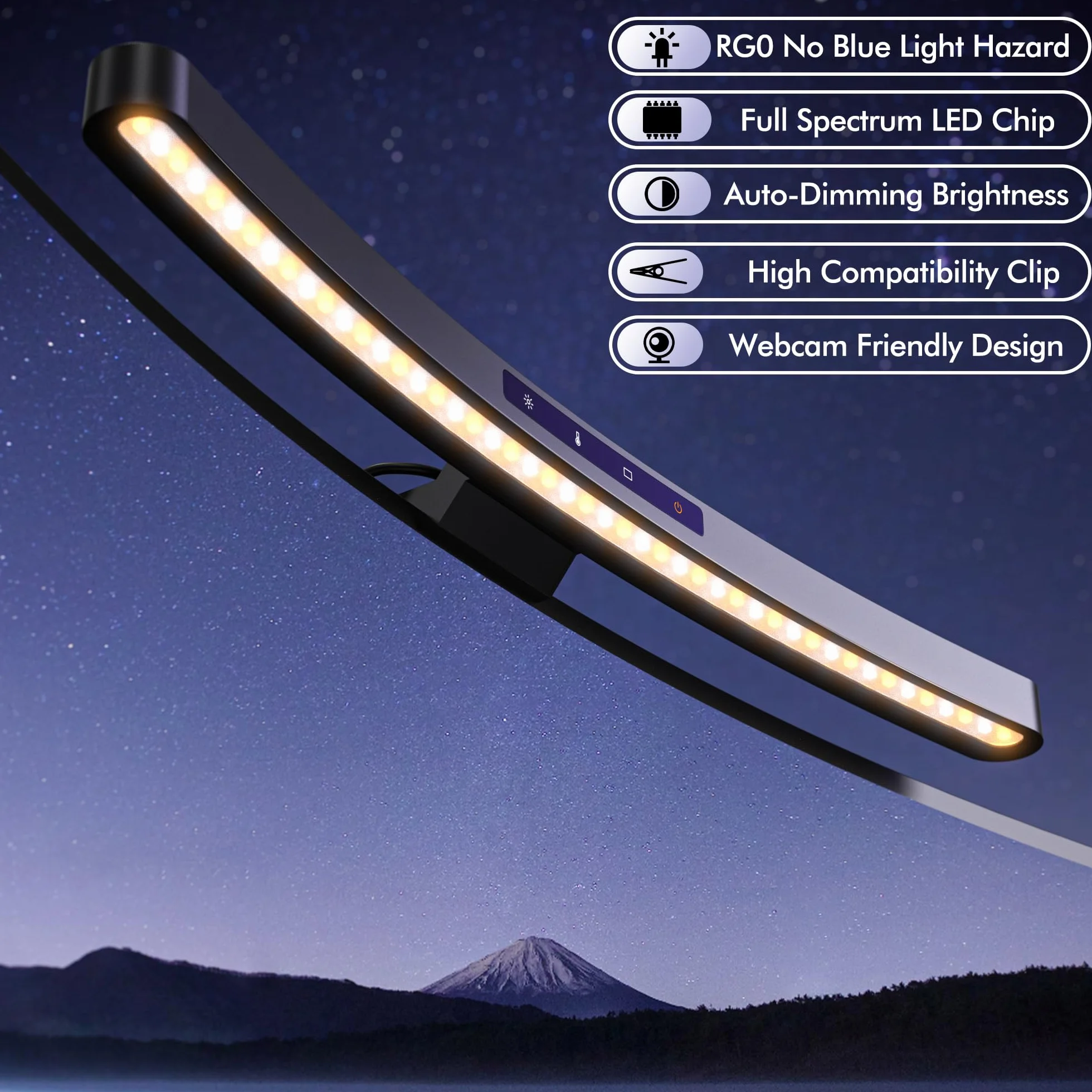Quntis 45CM zakrzywiona lampa monitora z dotykowym sterowaniem i pilotem, automatyczne ściemnianie, ochrona oczu