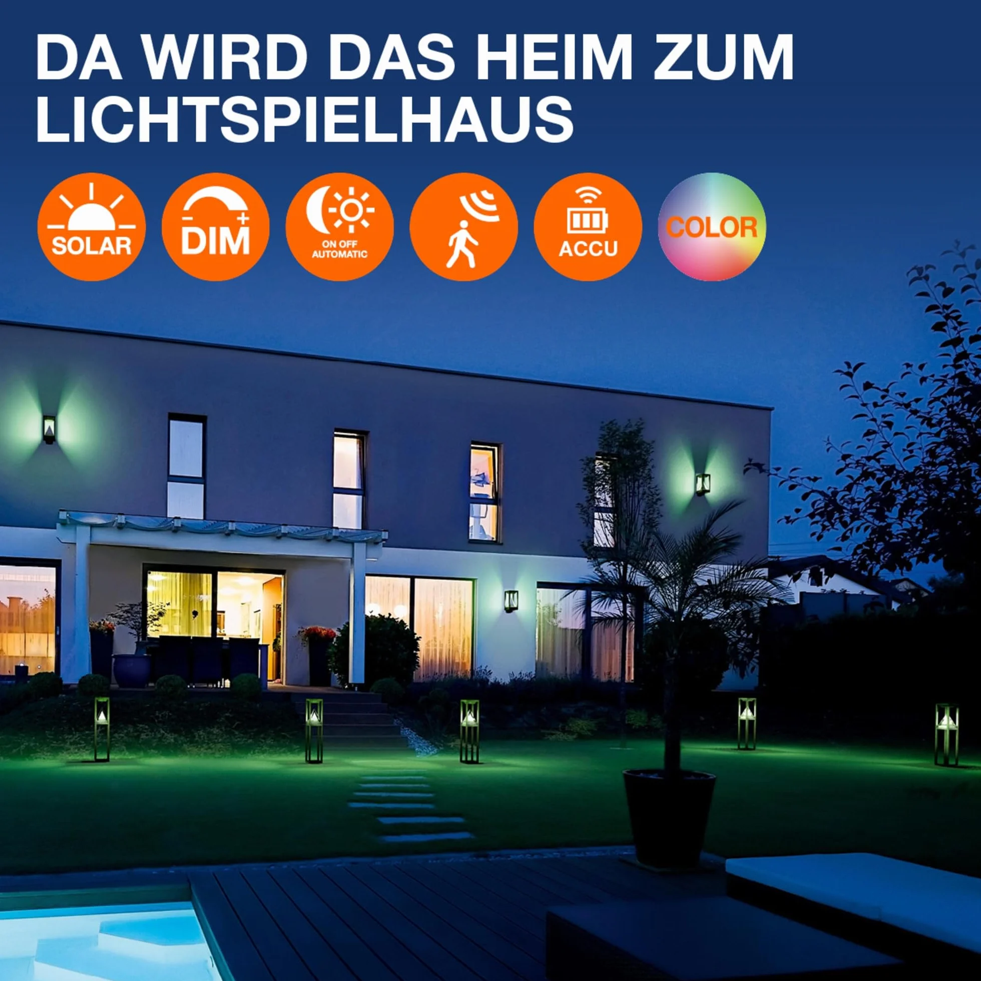 OSRAM ENDURA BUTTERFLY reflektor solarny 4W 500lm IP65 4000K czujnik ruchu