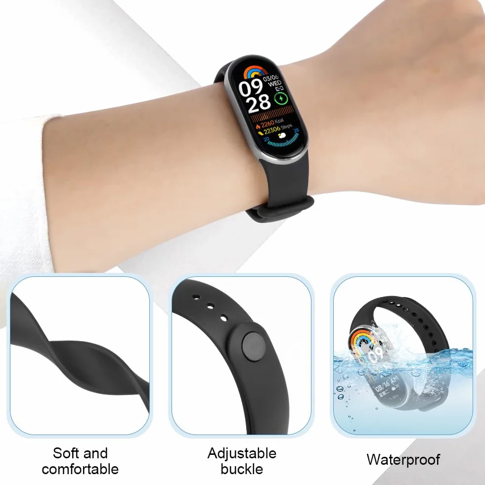 Ainiv Paski do Xiaomi Mi Band 10/9/8, miękki silikonowy pasek, oddychający, tylko szybkie uwolnienie, wymienne paski do bransoletki Xiaomi Smart Band 9/8, dla kobiet i mężczyzn