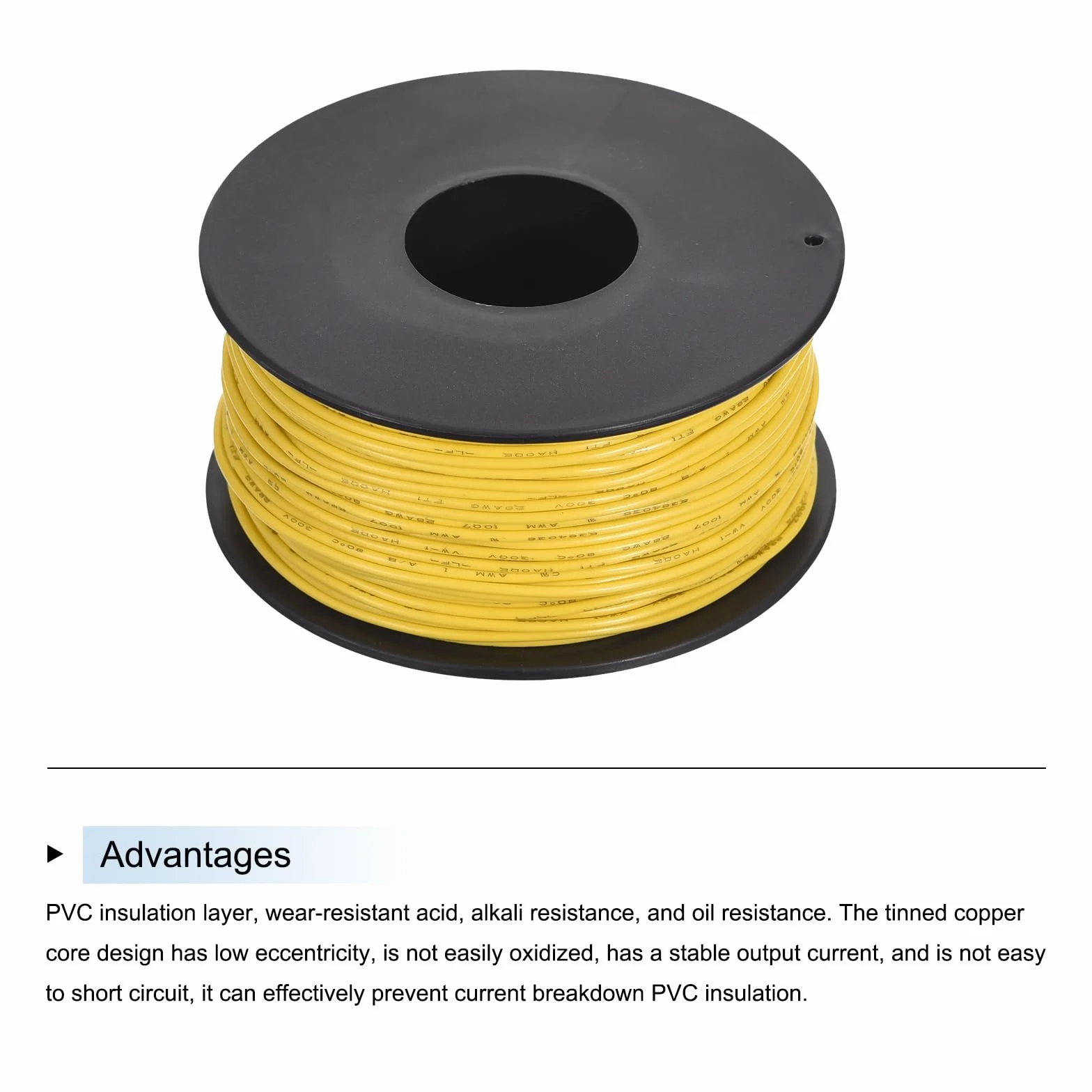 QUARKZMAN Drut 28AWG pleciony PVC Kabel przyłączeniowy UL1007 miedziany ocynkowany 50M żółty