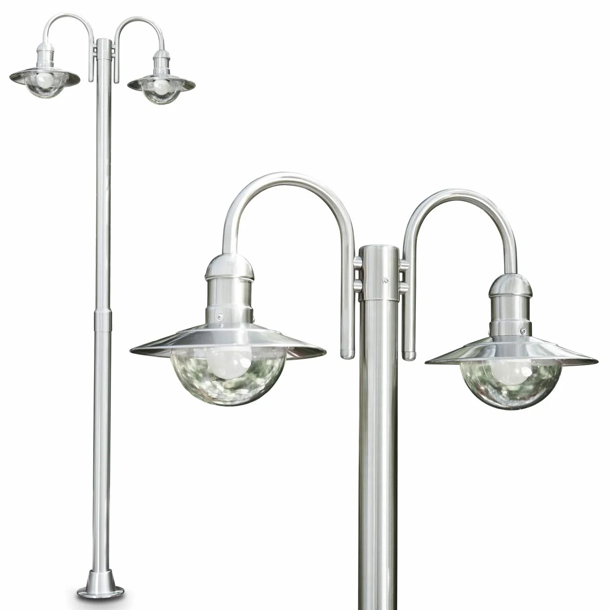 Lampa zewnętrzna Elima kandelabr stal nierdzewna 2-ramienna 200cm E27 IP44