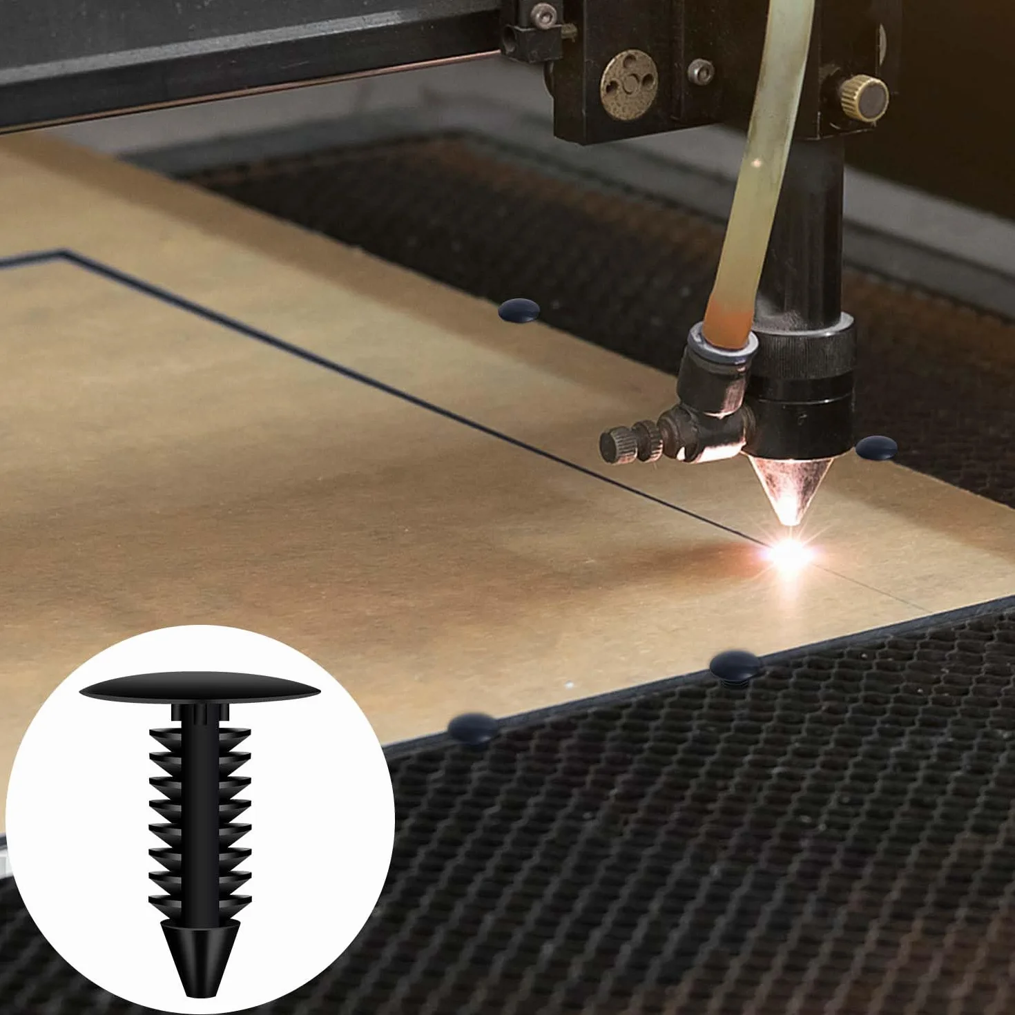 50szt Kolki o Strukturze Plastra Miodu, Laserowe Zaciski Lózka do 7,5mm Akcesoria do Lasera Iglowego (Czarne)