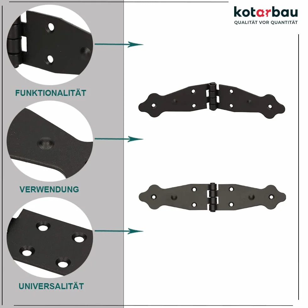 KOTARBAU® Zawias do skrzyni 190 x 35 mm Czarny powlekany proszkowo