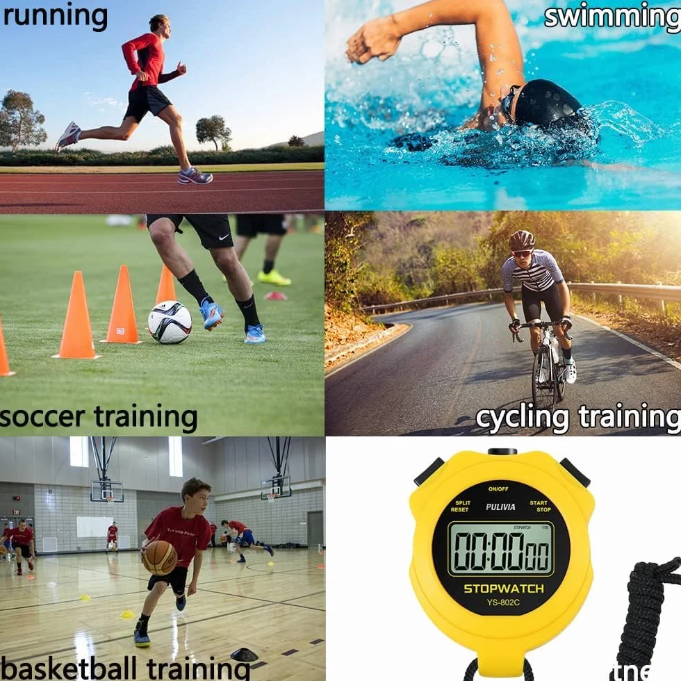 Cyfrowy stopwatch timer Only Stopwatch with ON/OFF, No Clock No Date Silent Simple Operation Children Friendly, PULIVIA Sport Stopwatch for Kids Coaches Running Swimming Sports Training Yellow