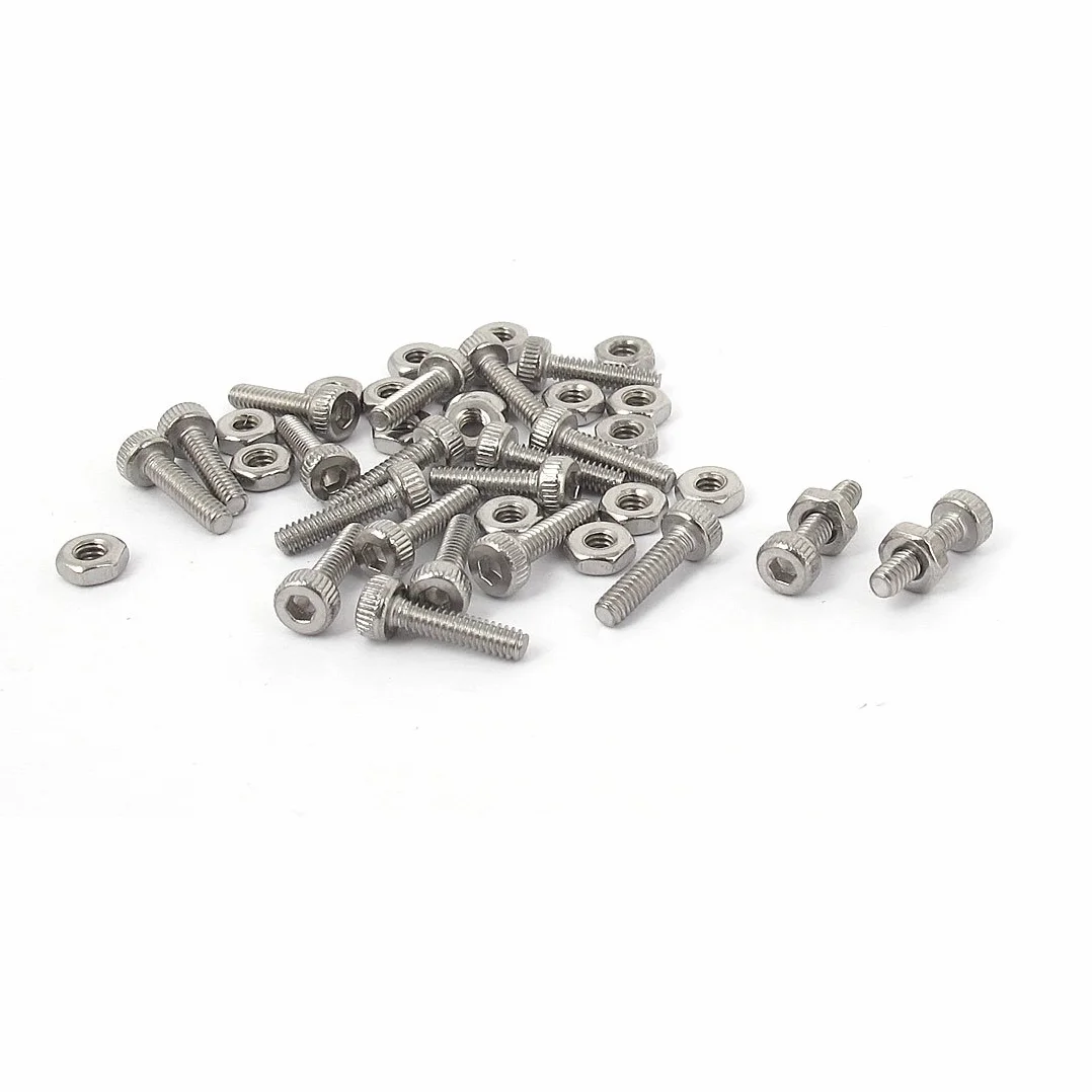 sourcingmap M2 x 8 mm z łbem sześciokątnym radełkowane śruby nakrętki zestaw 20 szt.