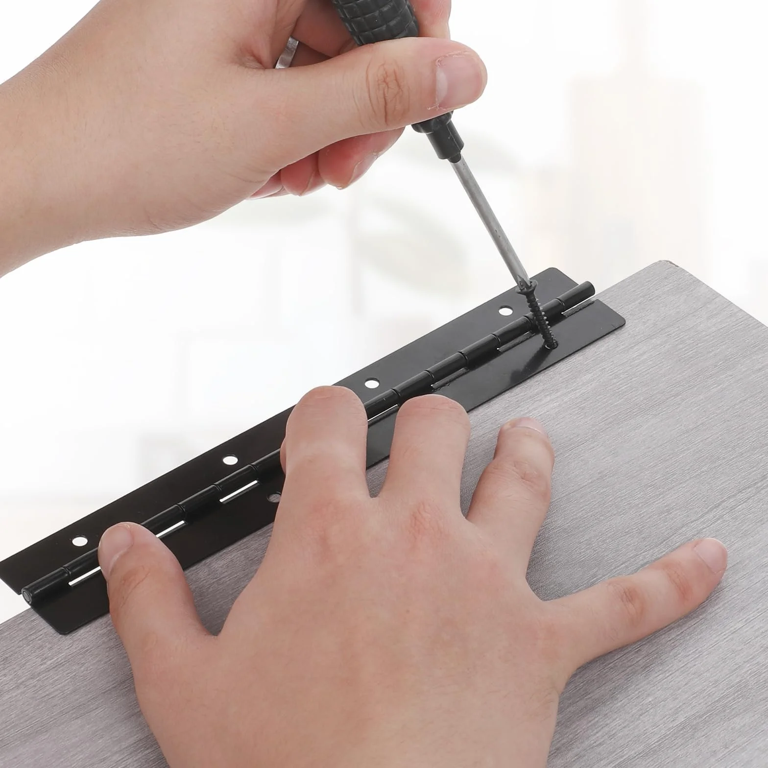 Czarne taśmy fortepianowe 20 cm ciężkie zawiasy z otworami do mebli drewnianych