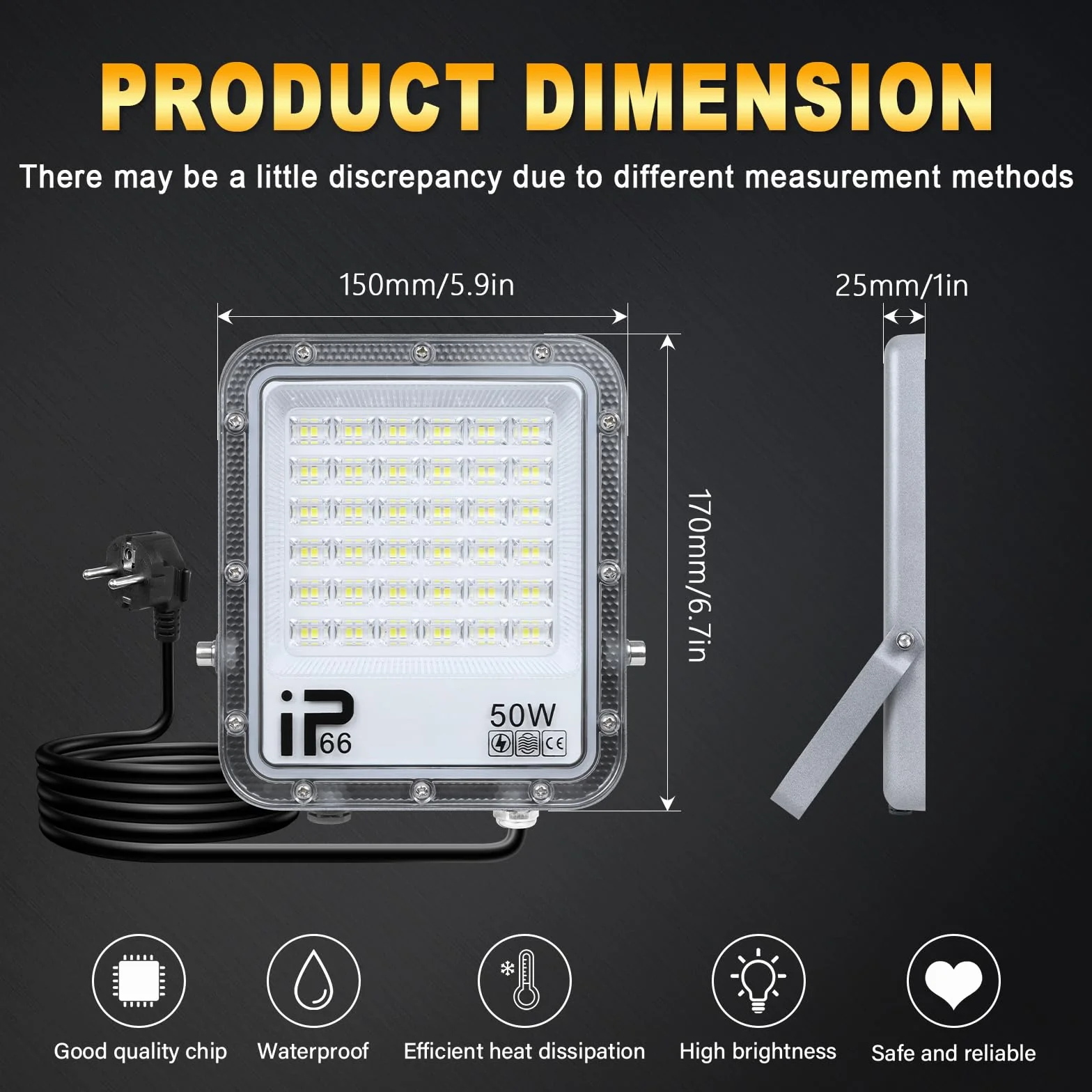Willpower 50W 5000LM Zewnętrzny reflektor LED do patio ogrodu garażu