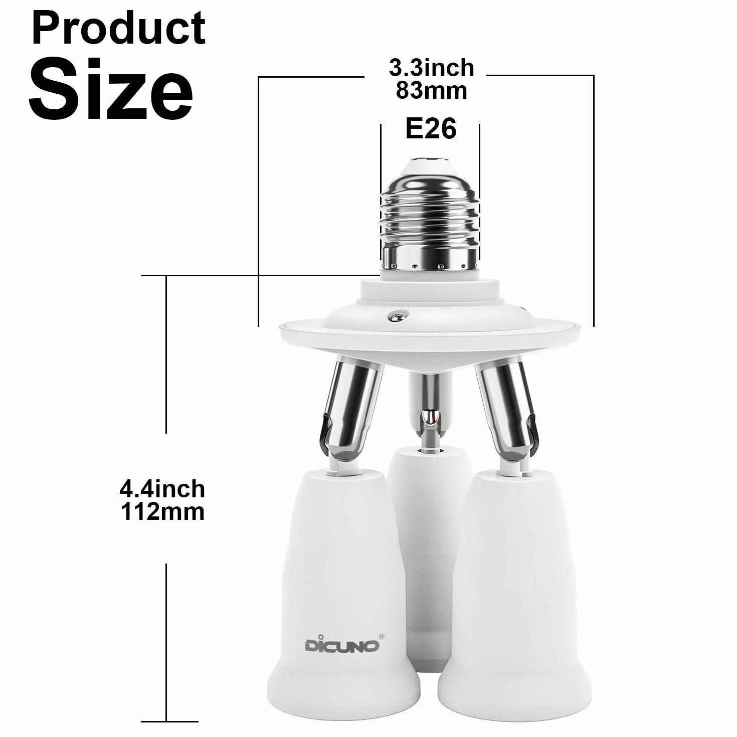 DiCUNO Adapter rozdzielacz 3 w 1 E27, konwerter oprawka 360° 180°