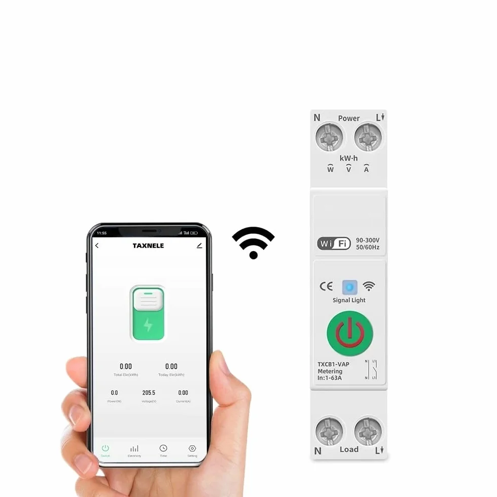 PRZEKAŹNIK WiFi Z POMIAREM PRĄDU NA SZYNĘ TUYA SMART LIFE 63A