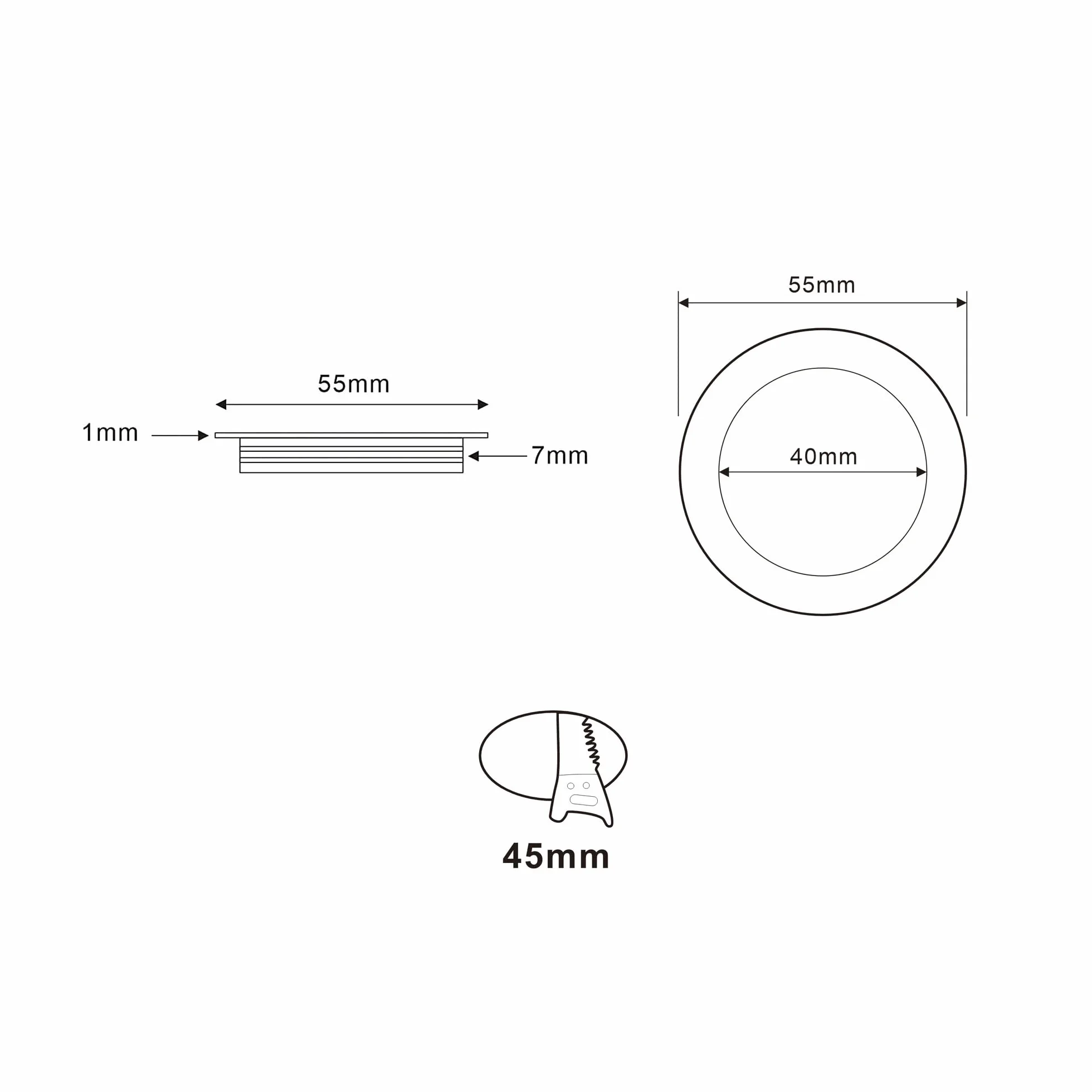 VBLED Mini reflektor LED do zabudowy, 0.9W, 12V, IP67, anodowane aluminium, ciepła biel, głębokość 12 mm