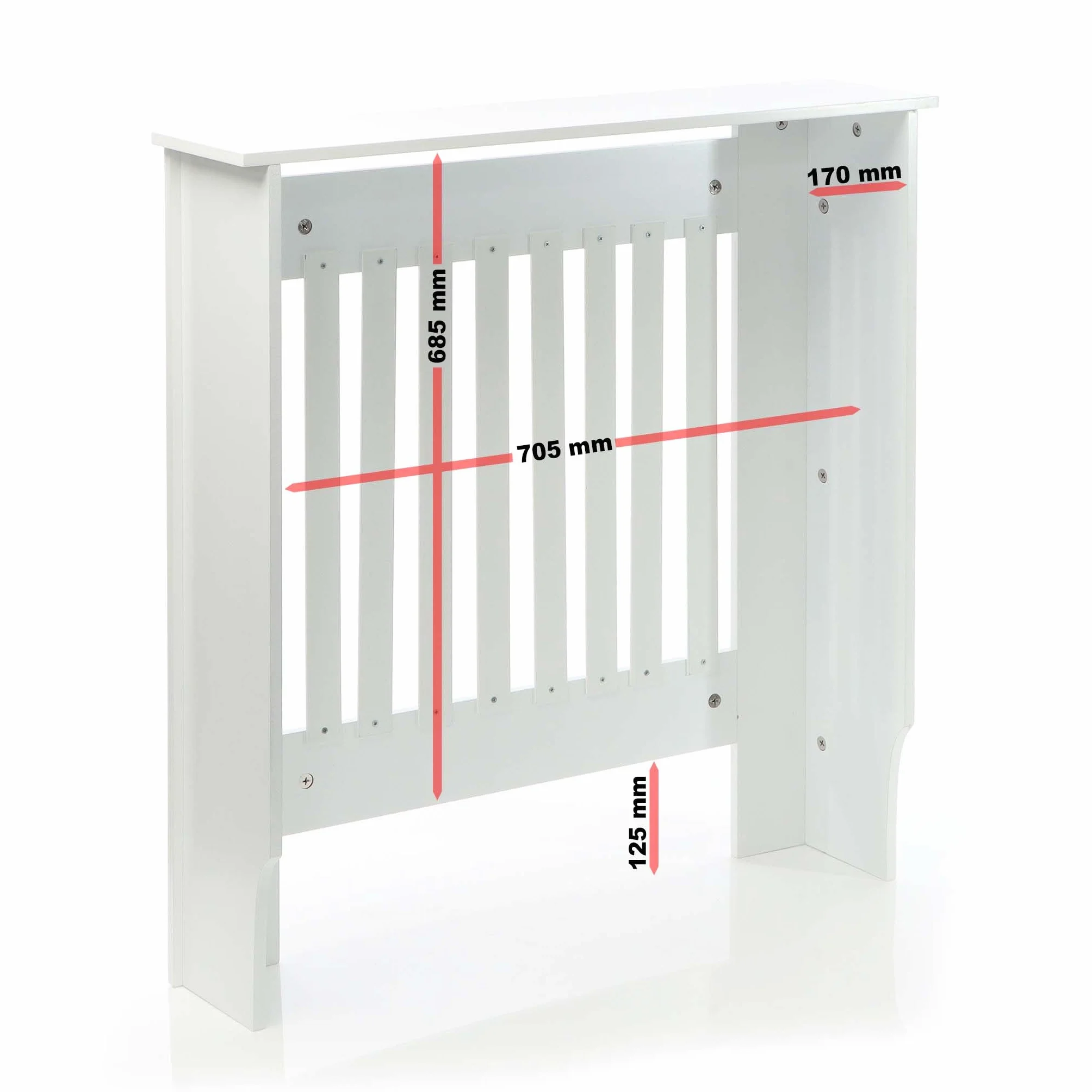 Osłona na kaloryfer żeberkowy MDF biała 78 x 19 x 82 cm lamelowana maskownica