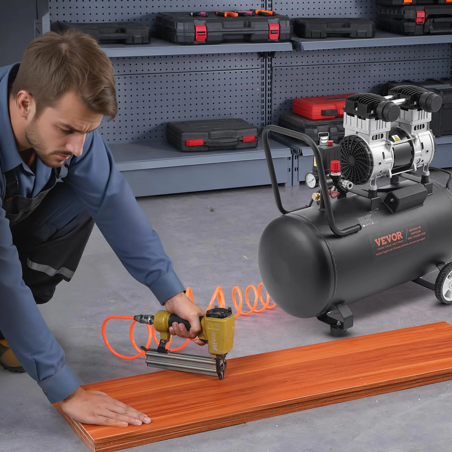 VEVOR Sprężarka powietrza 60 l bezolejowa 1,25 kW 5,3 CFM 125 psi