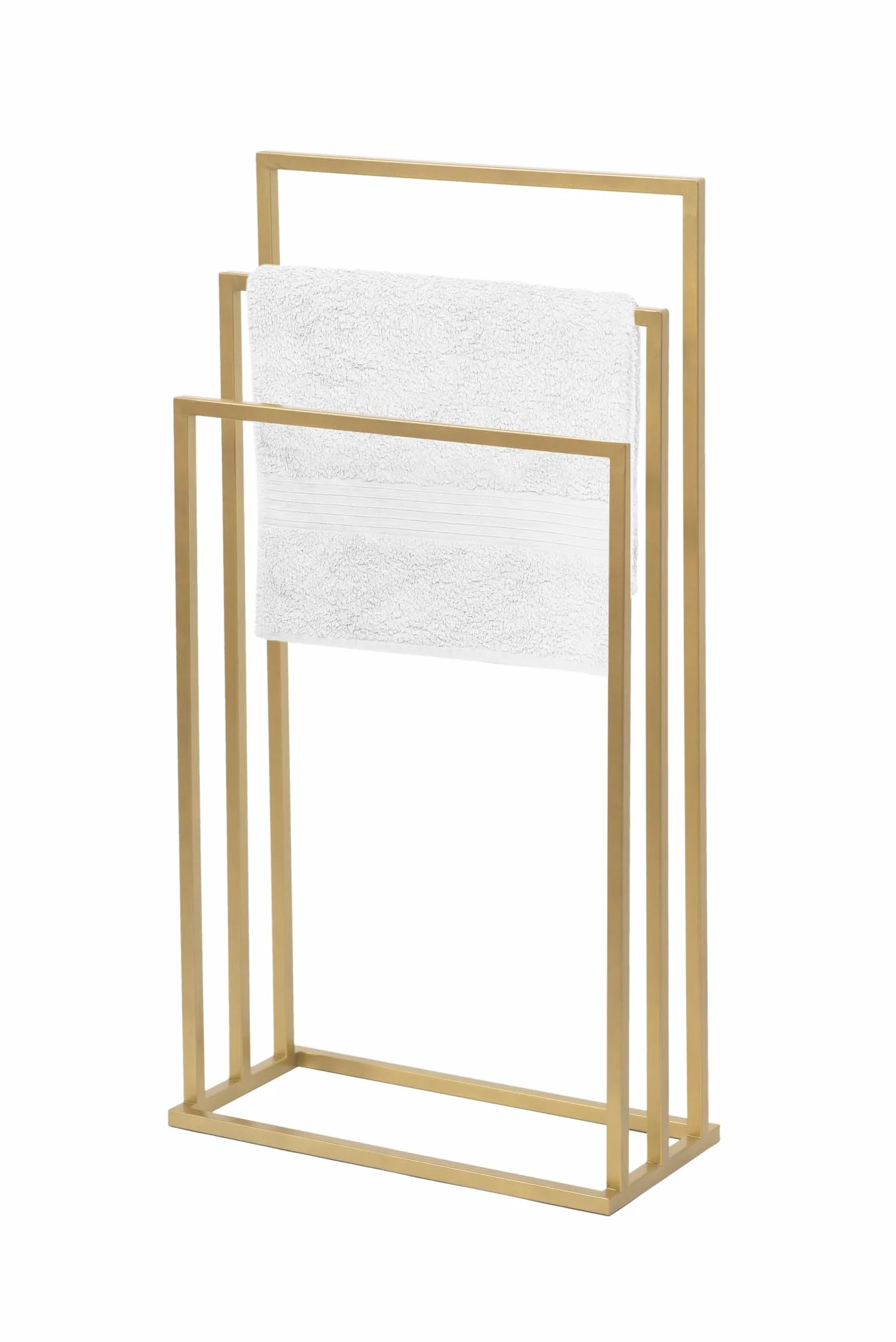 Wolnostojący Wieszak na Ręczniki VIVO 3 pręty Złoty 45x21x86cm Metalowy Stabilny bez Montażu