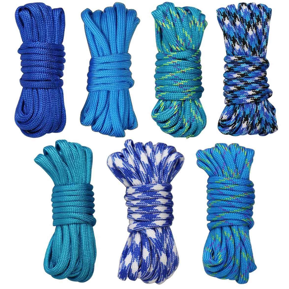Zestaw 7 niebieskich bransoletek Paracord do samodzielnego wykonania, 550, nylonowa lina, 7 żyłek, spadochroniarka survivalowa, na kemping, wędrówki, podróże, pleciona bransoletka, zestaw, breloczek
