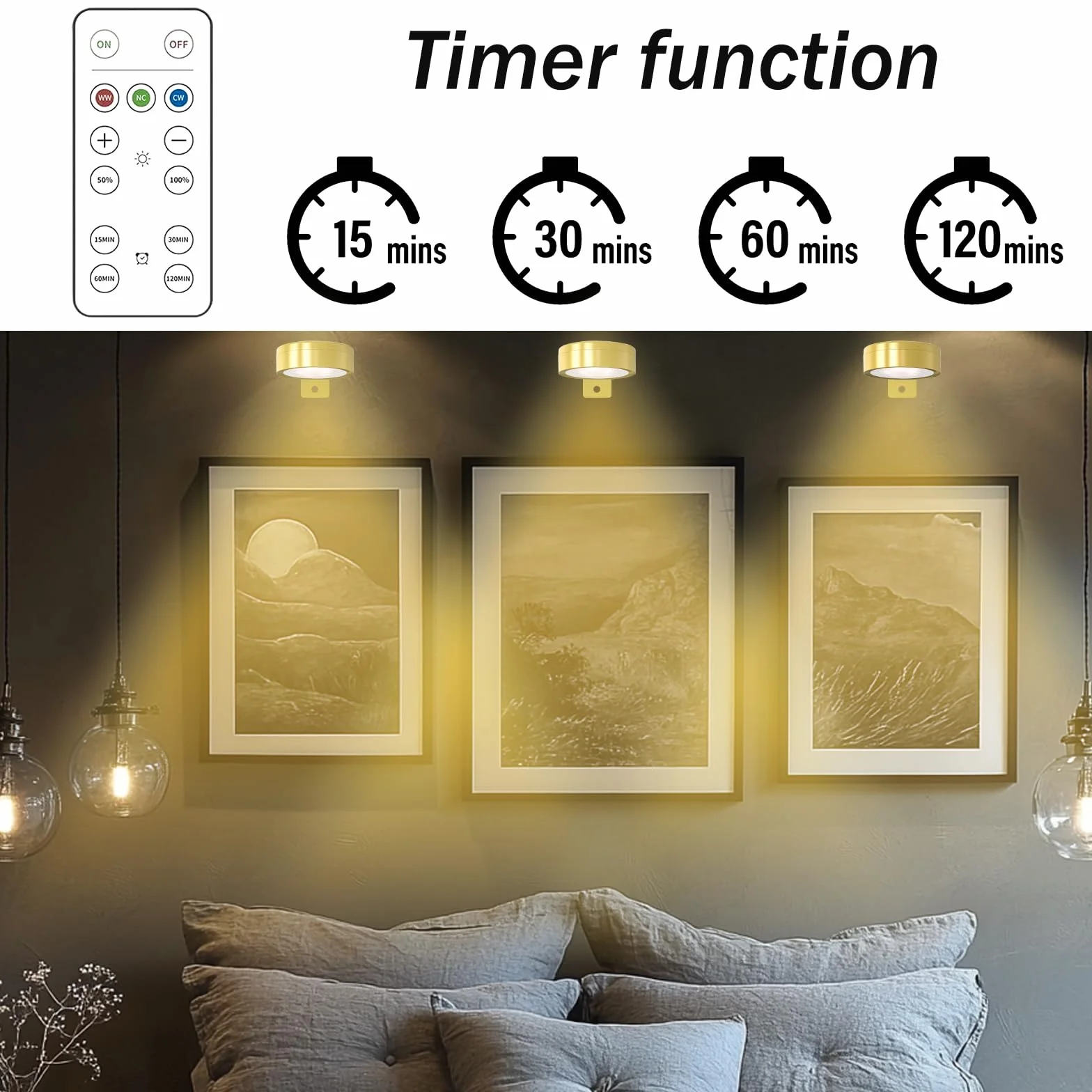 Bezprzewodowa lampa na zdjęcia 4 sztuki oświetlenie ścienne z 3 kolorami pilot zdalnego sterowania akumulatorowa ściemniania timer