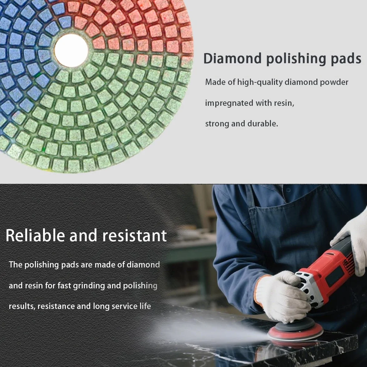 Diamentowe podkładki polerskie 100mm 50-3000 Grit do granitu marmuru betonu