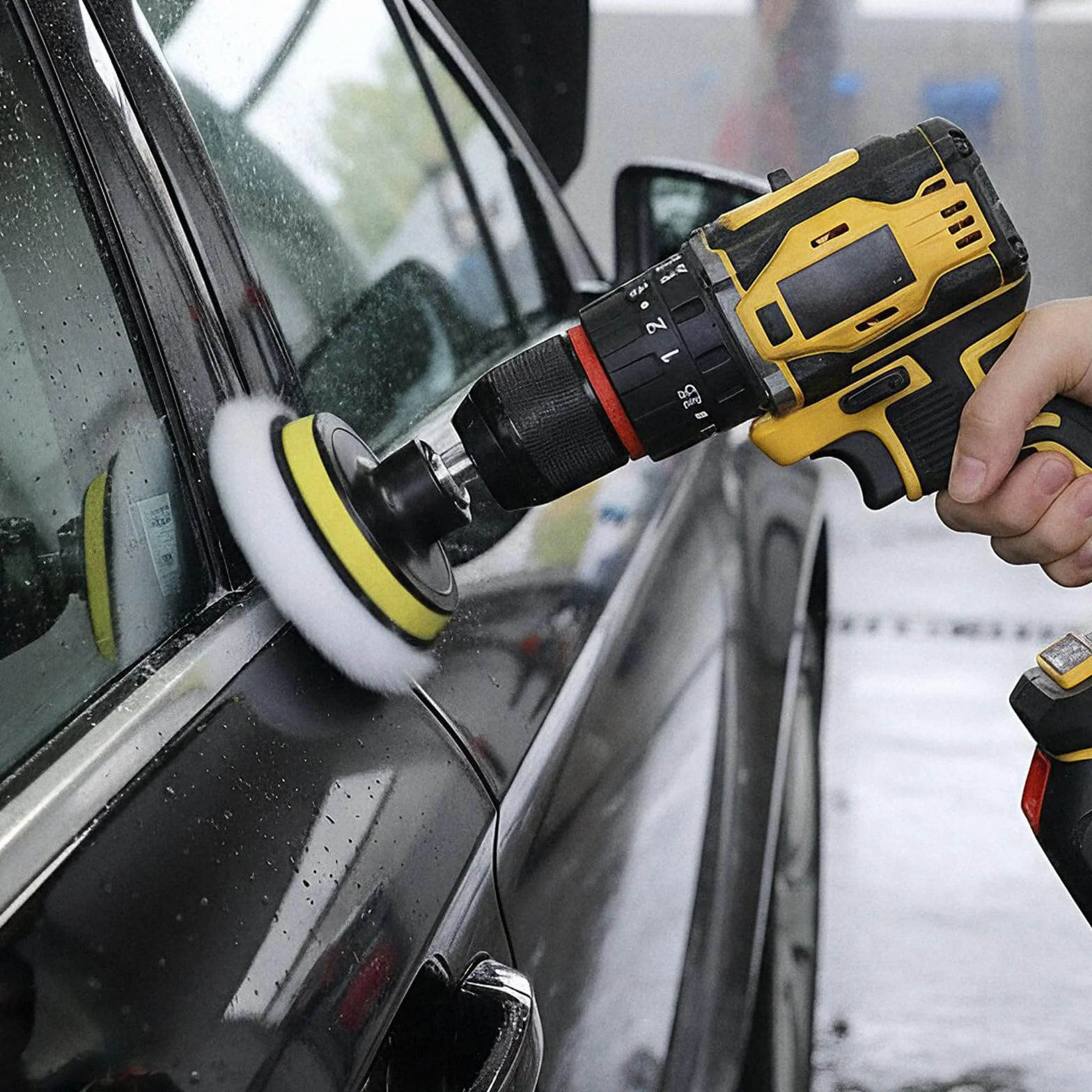 Tarcza polerska do szlifierki kątowej zestaw z wełną baranią 6 gąbek adapter M10