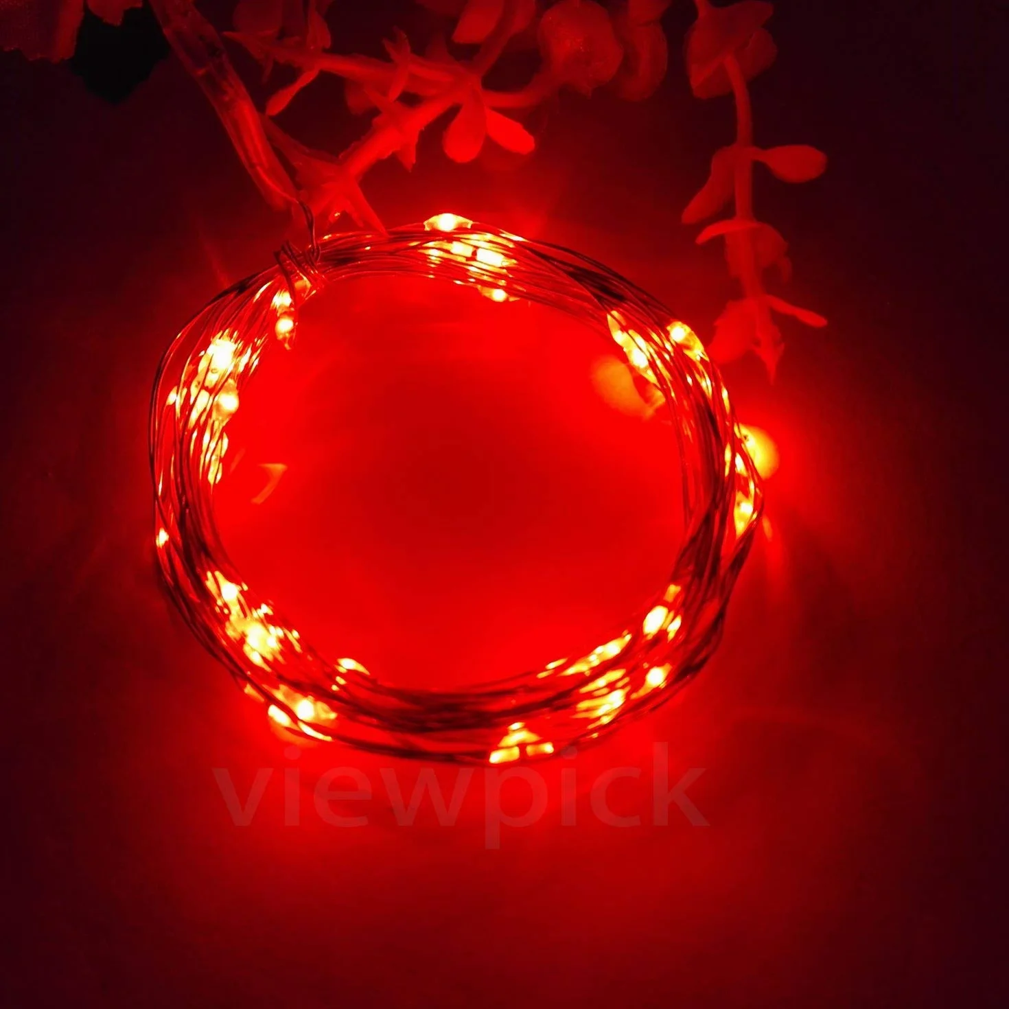 BOLWEO Łańcuch świetlny zasilany bateriami, 3 m, 30 diod LED, czerwony, oświetlenie nastrojowe na Boże Narodzenie, sylwestra, walentynkowe, dekoracja
