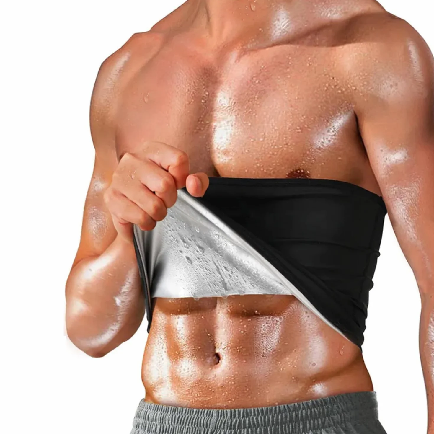 Męski pas do pocenia się brzucha, regulowany pas wyszczuplający brzuch, płaski brzuch, sauna, trener, do fitnessu, odchudzania, joggingu, jogi