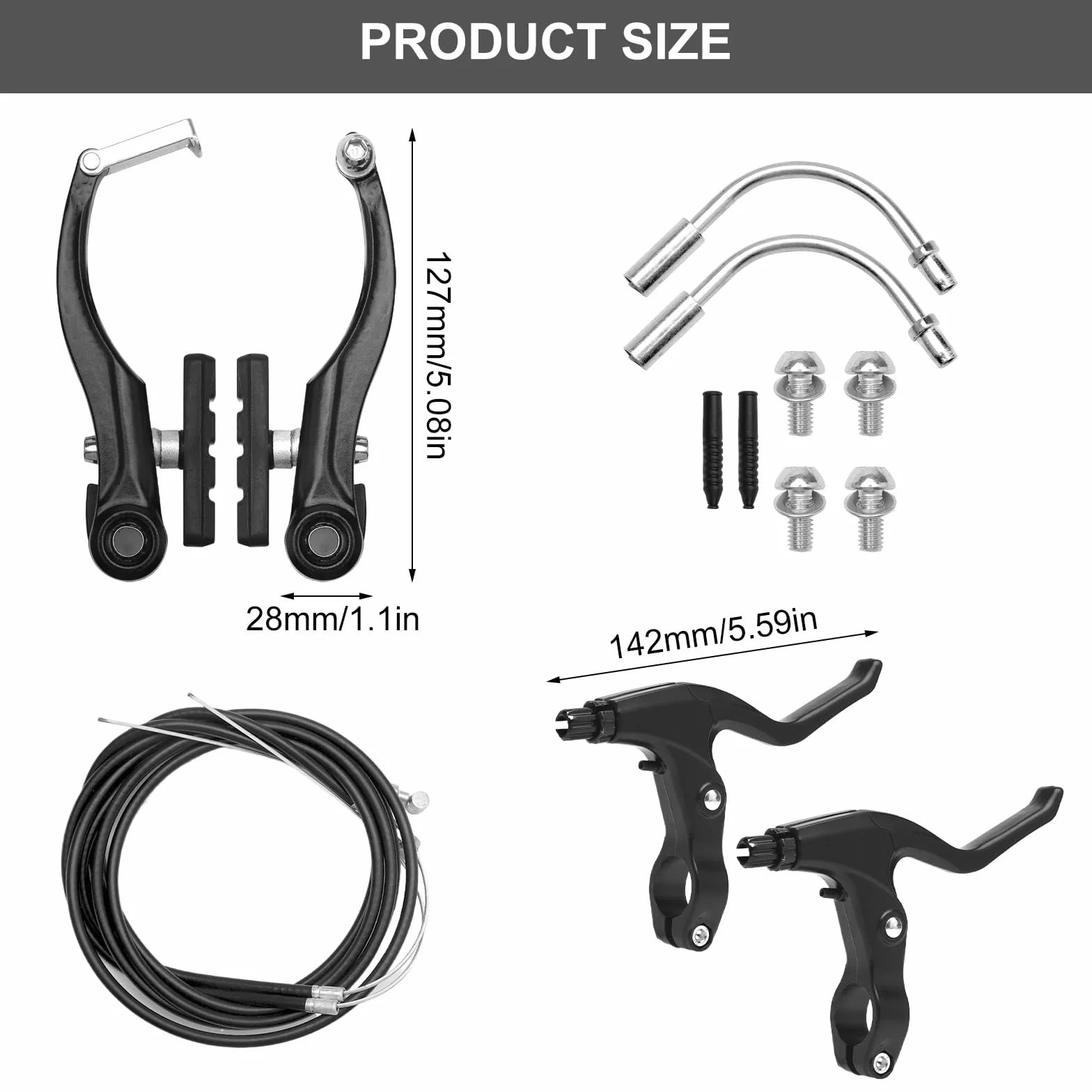 Shimano V-Brake Aluminiowy Zestaw Hamulców Górskich, Przód i Tył, Zamiennik do Rowerów