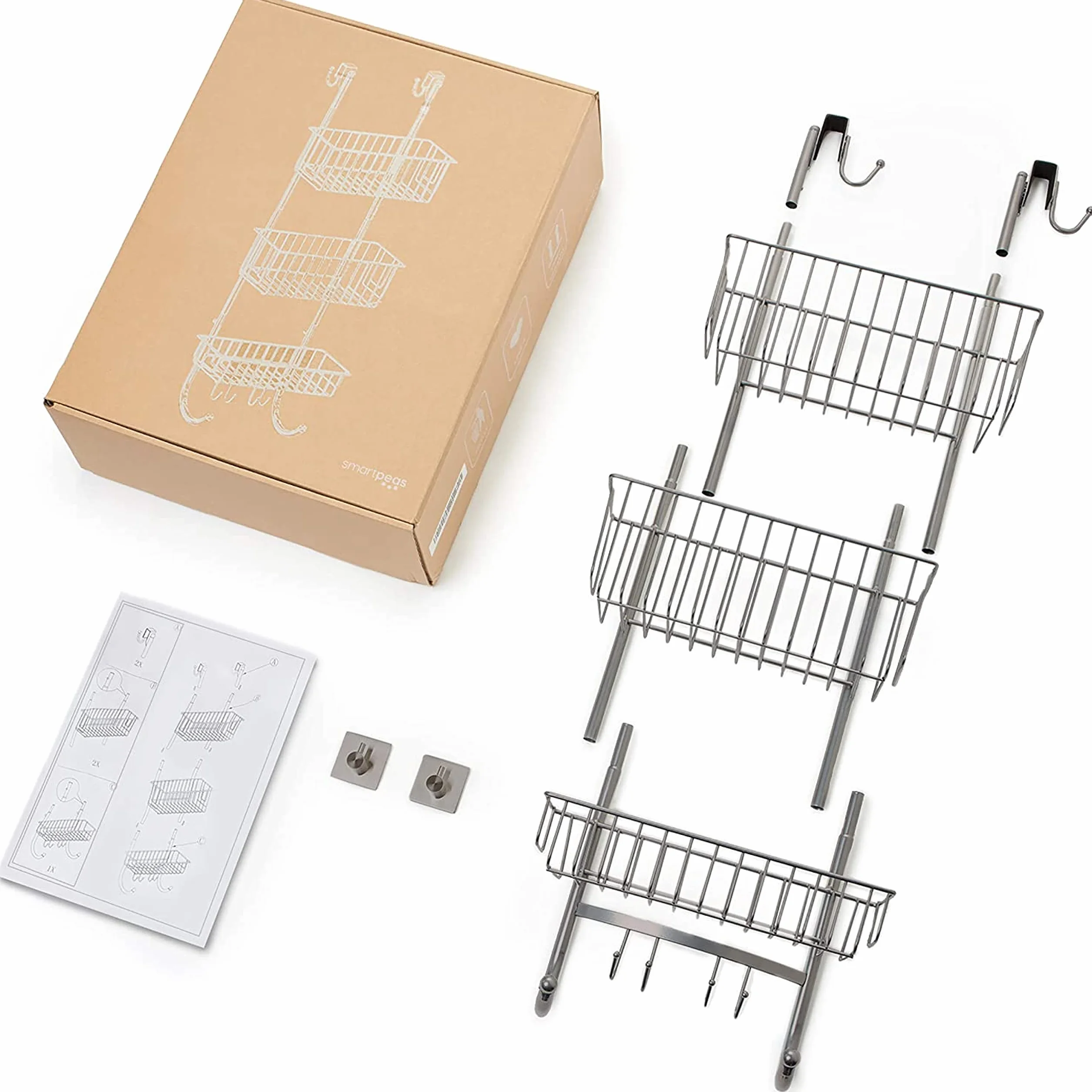 Regał prysznicowy z 3 poziomami szary/chrom 86x30x11 cm stal