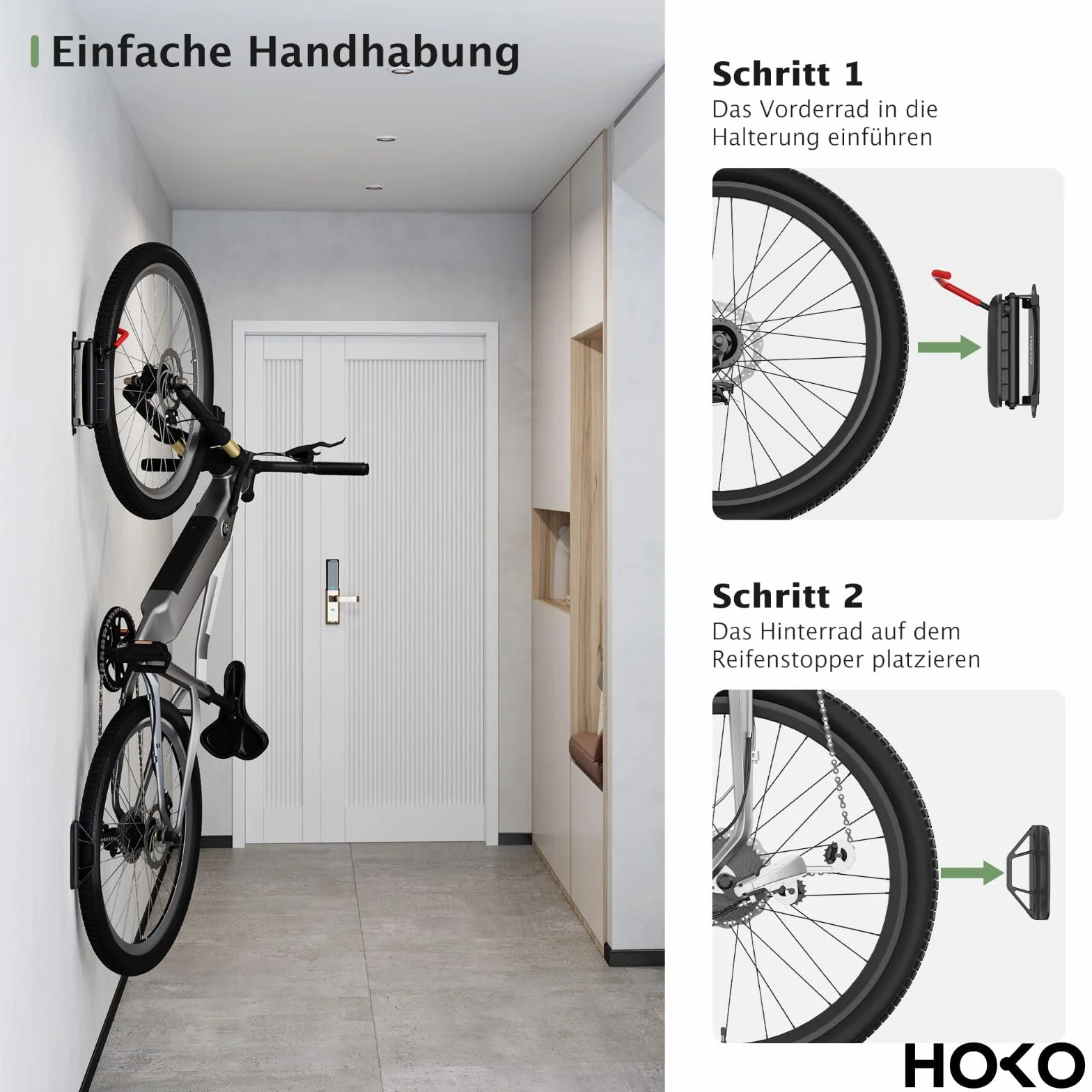 HOKO VELO 30 zestaw 4 uchwytów na rower montaż ścienny obracany obciążenie 30 kg