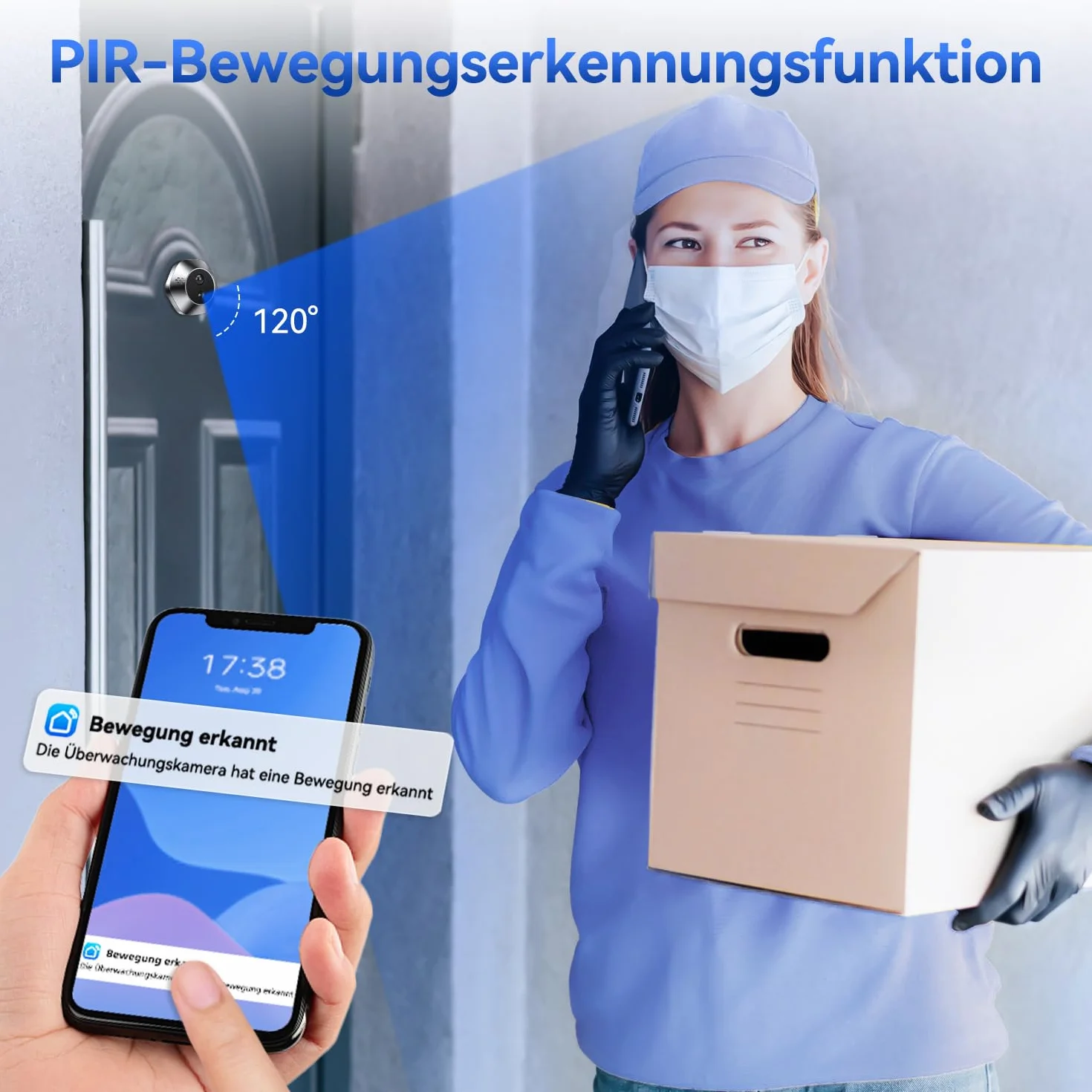 Wizjer do drzwi z kolorowym ekranem o przekątnej 4,3 cala, kamera wizjerska z szerokim kątem 120° i czujnikiem PIR, akumulator 5000 mAh, dwukierunkowe rozmowy wideo i widok na żywo, 2,4 GHz