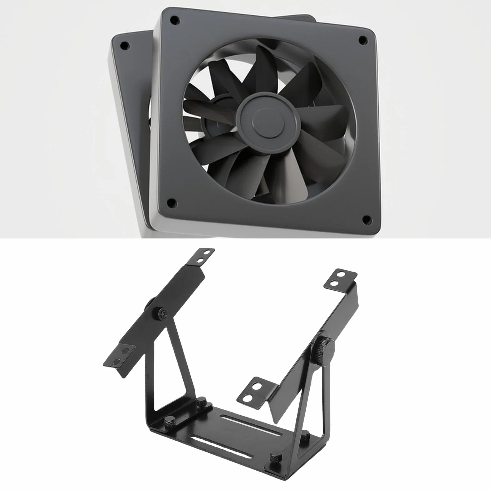 Uchwyt Wentylatora Komputera PC ze Stopu Aluminium 120 mm 140 mm Obrotowy Uniwersalny Wspornik DIY (BLACK)