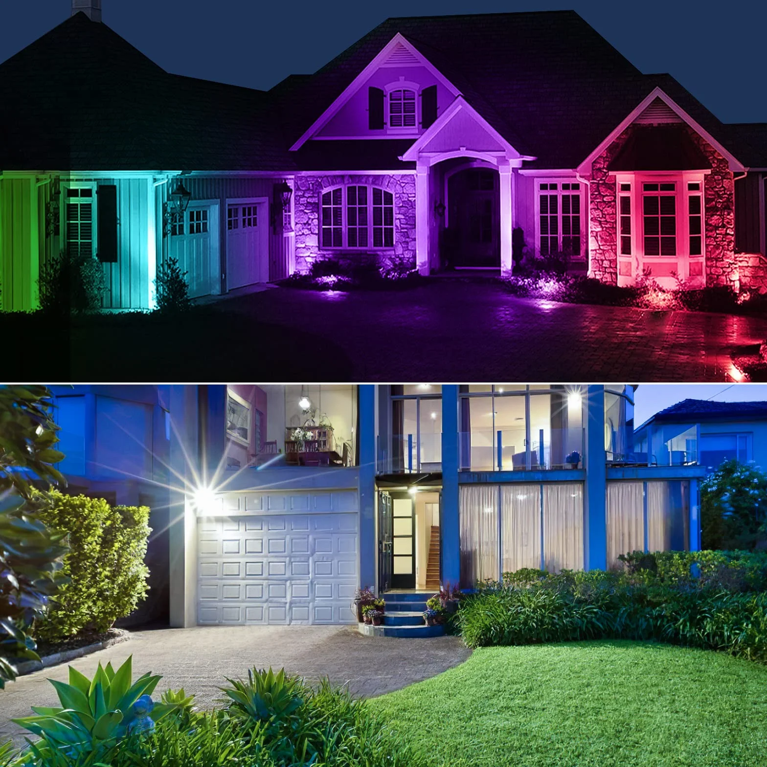 MEIKEE Zewnętrzny projektor LED RGB 60 W, 10 kolorów 12 trybów z pilotem, IP66
